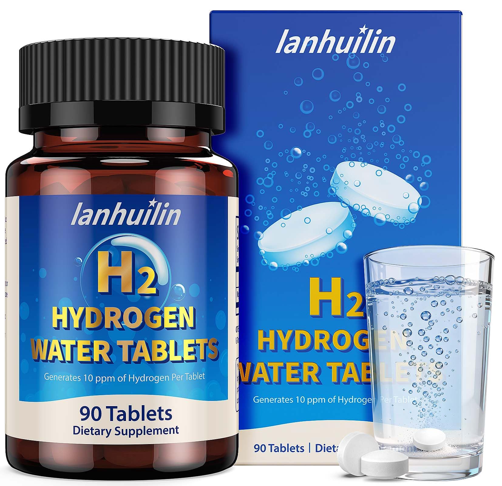 Lanhuilin Tablettes Hydrogène – emballage prêt à l’emploi pour une hydratation quotidienne