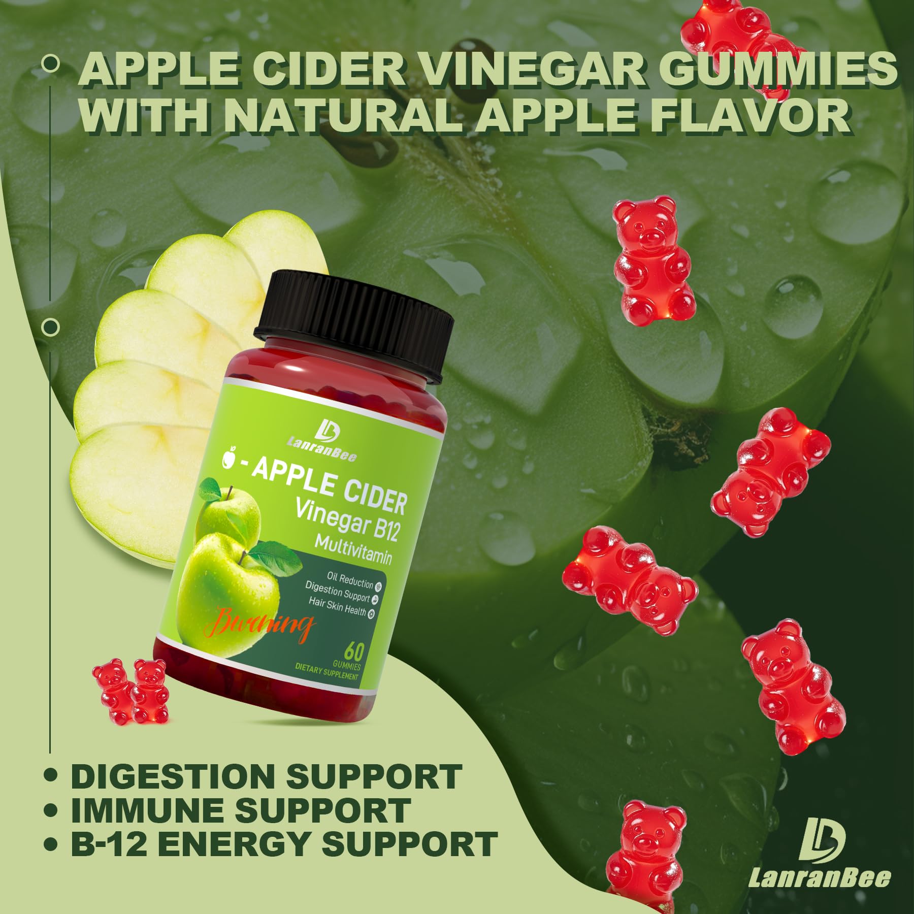 Gomme LanranBee Digestion: soutien digestif potentiel et réduction des ballonnements.