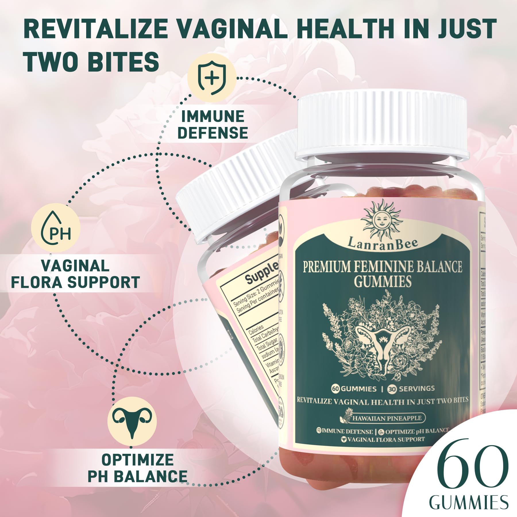 LanranBee Gommes équilibre féminin – goût ananas hawaïen pour une expérience agréable.