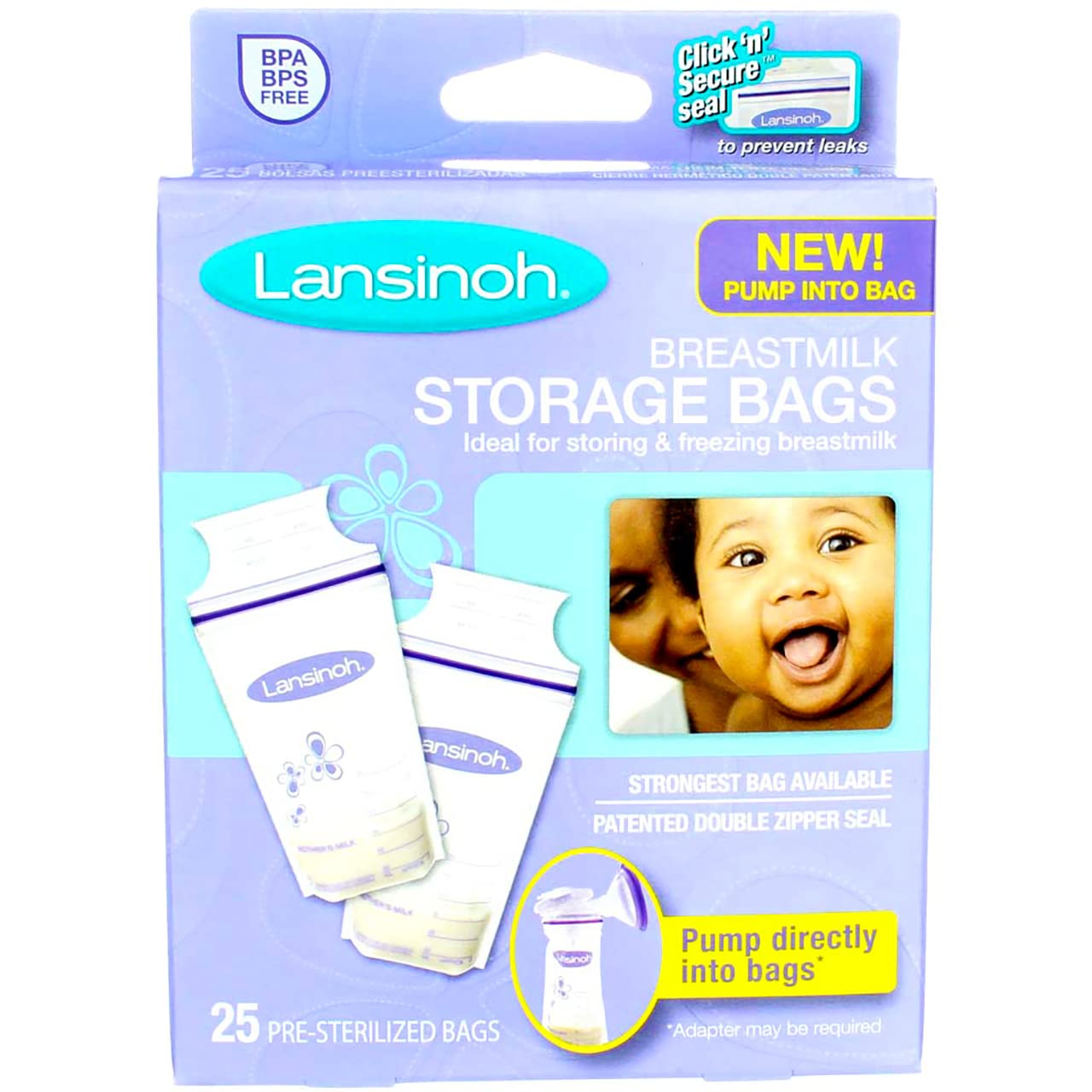 Fermeture sécurisée des sacs Lansinoh, idéal pour portions quotidiennes.