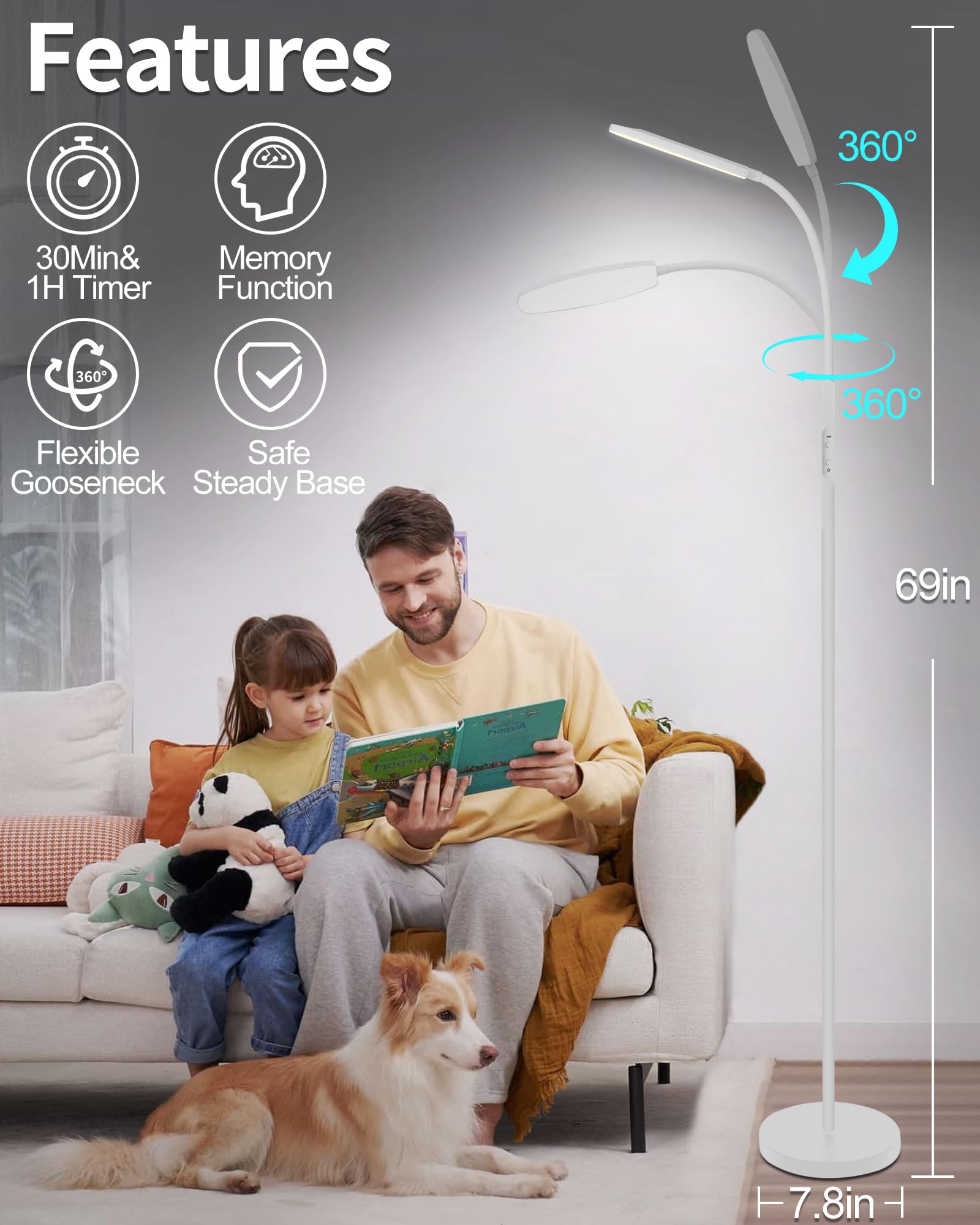 LanSuper lampe thérapie éclairage réglable, ambiance adaptée à l’activité