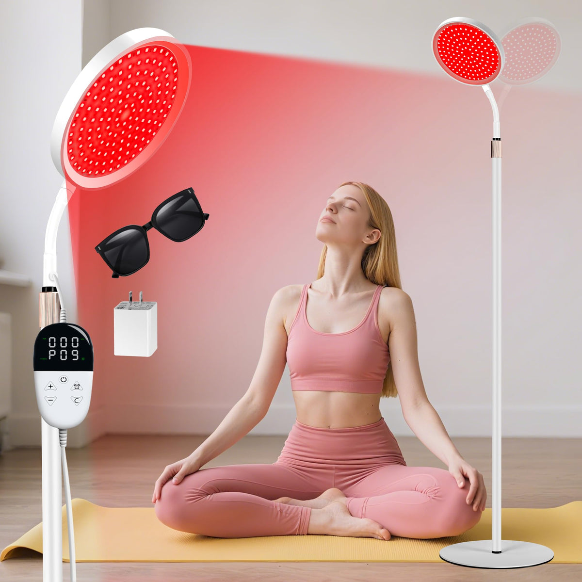 LanSuper lampe thérapie rouge 660nm/850nm éclairant le visage pour un teint frais.