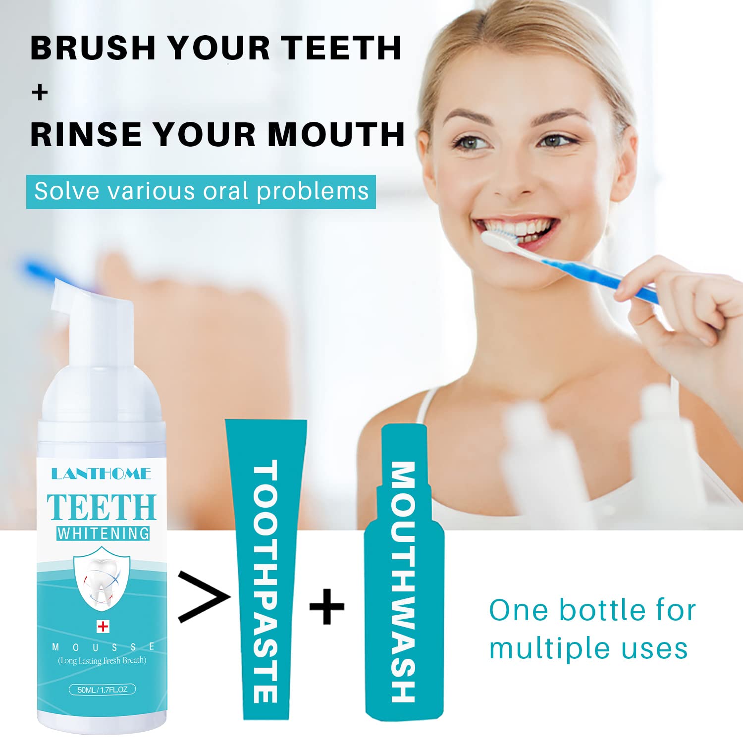 Lanthome Mousse: application simple avec une brosse pour un brossage efficace