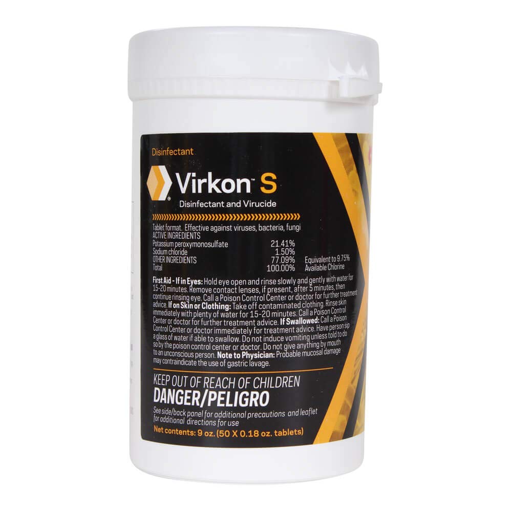 Lanxess Virkon-S, boîte 50 tablettes, désinfection efficace des surfaces.