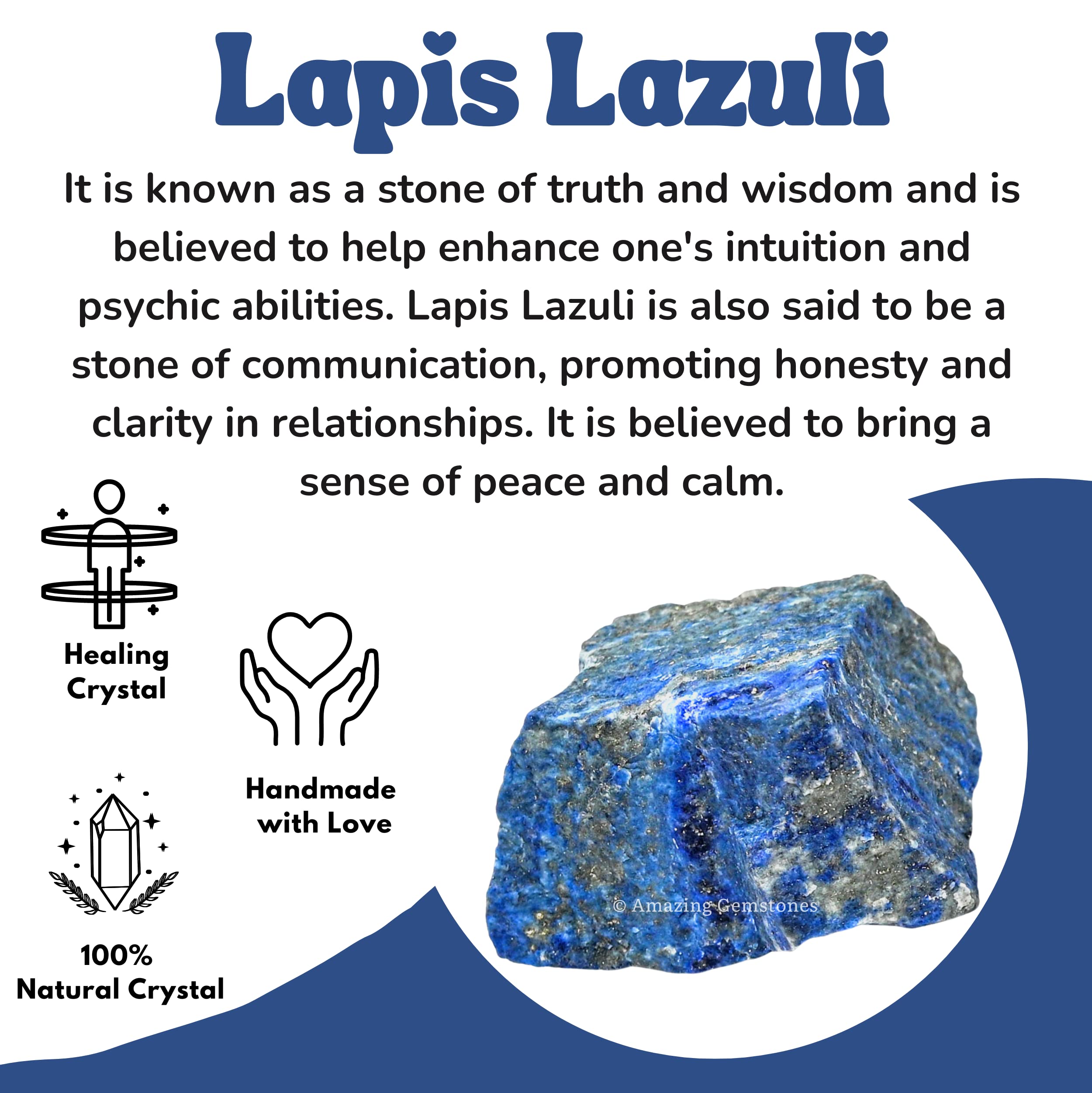 Lapis-lazuli brut favorisant énergie et méditation selon Amazing Gemstone