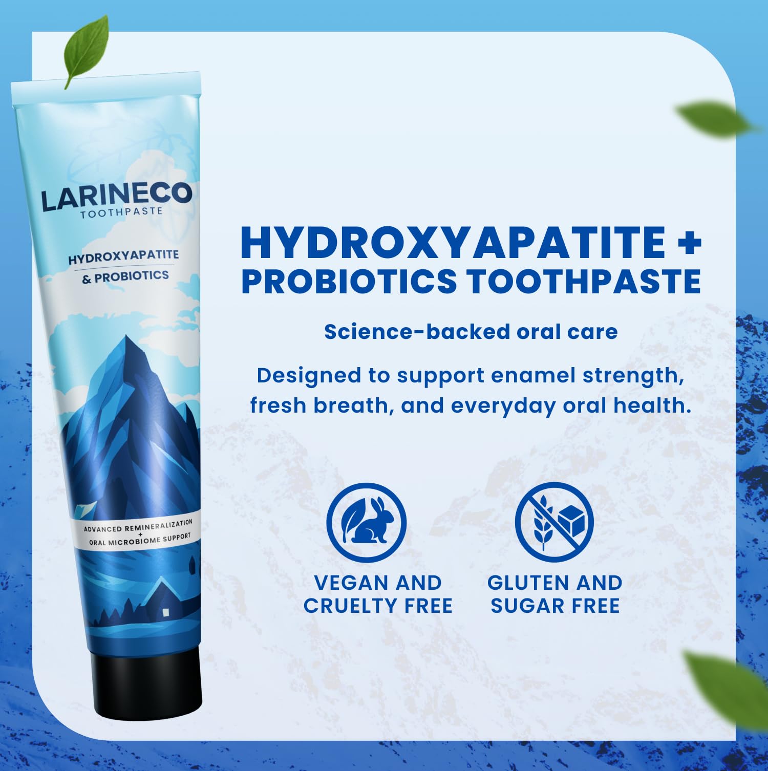 Larineco Nano Hydroxyapatite: surface dentaire lisse et éclat naturel.