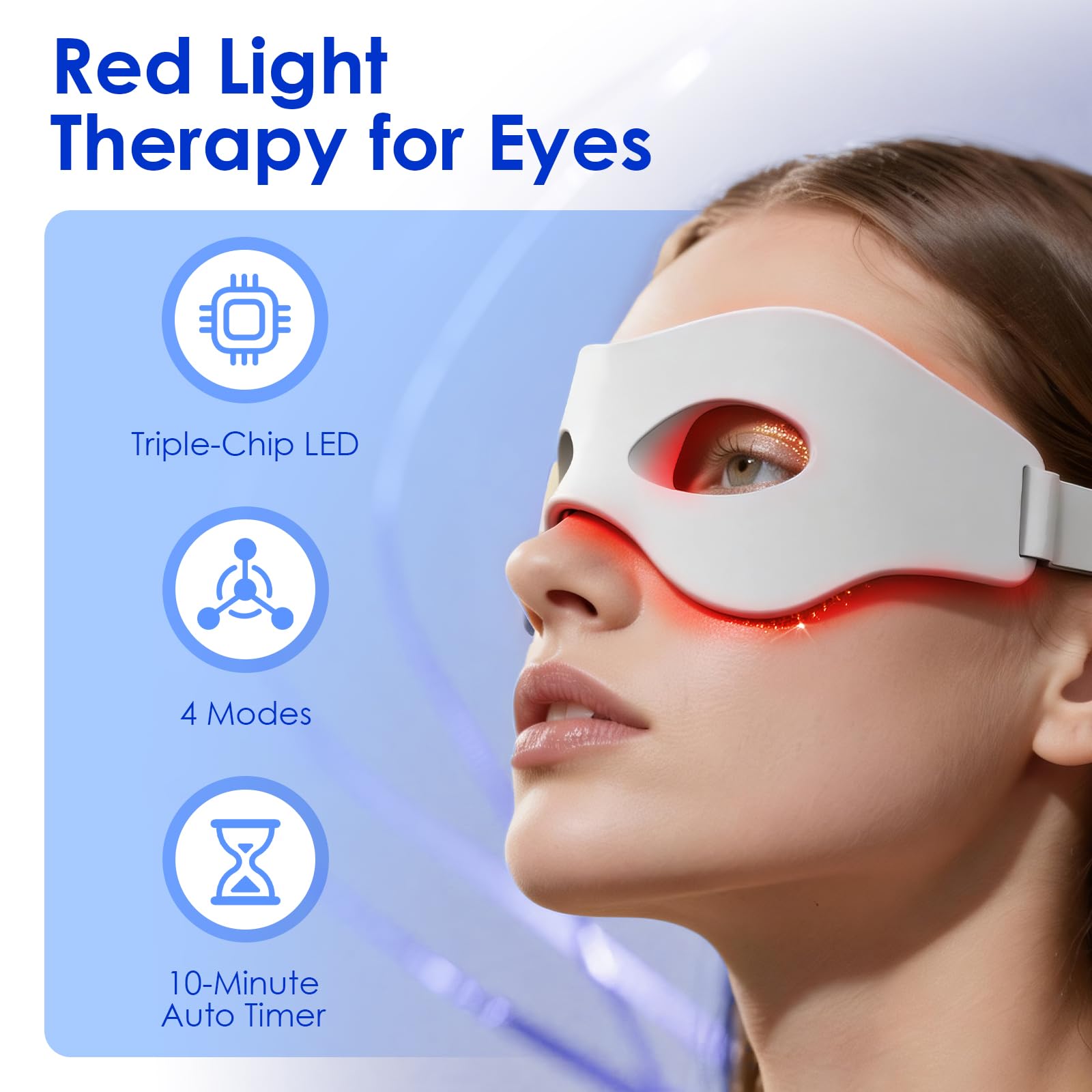 LaseLocks lumière rouge 660nm autour des yeux pour un éclat revitalisant.