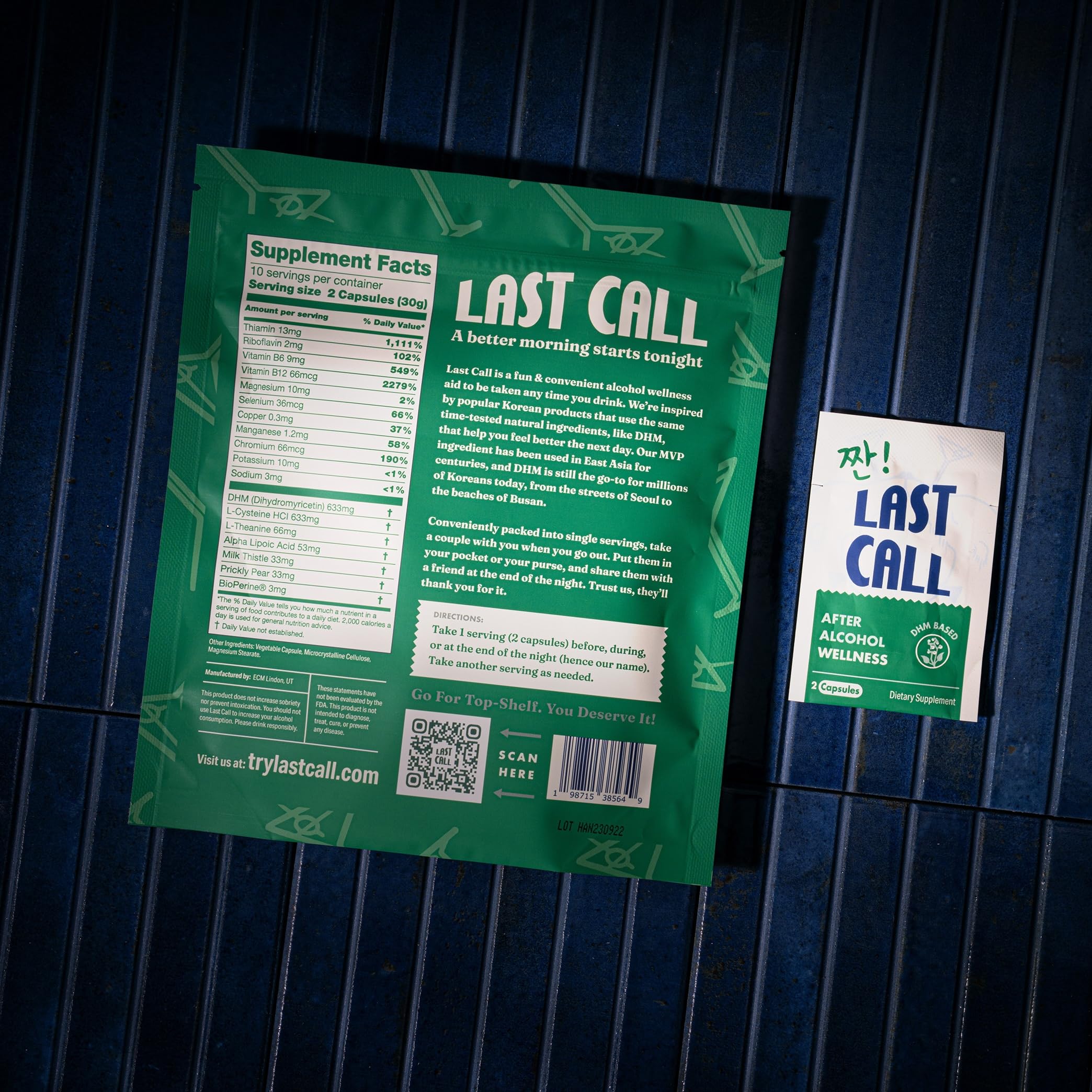 Last Call emballage portable pratique pour voyages et sorties.