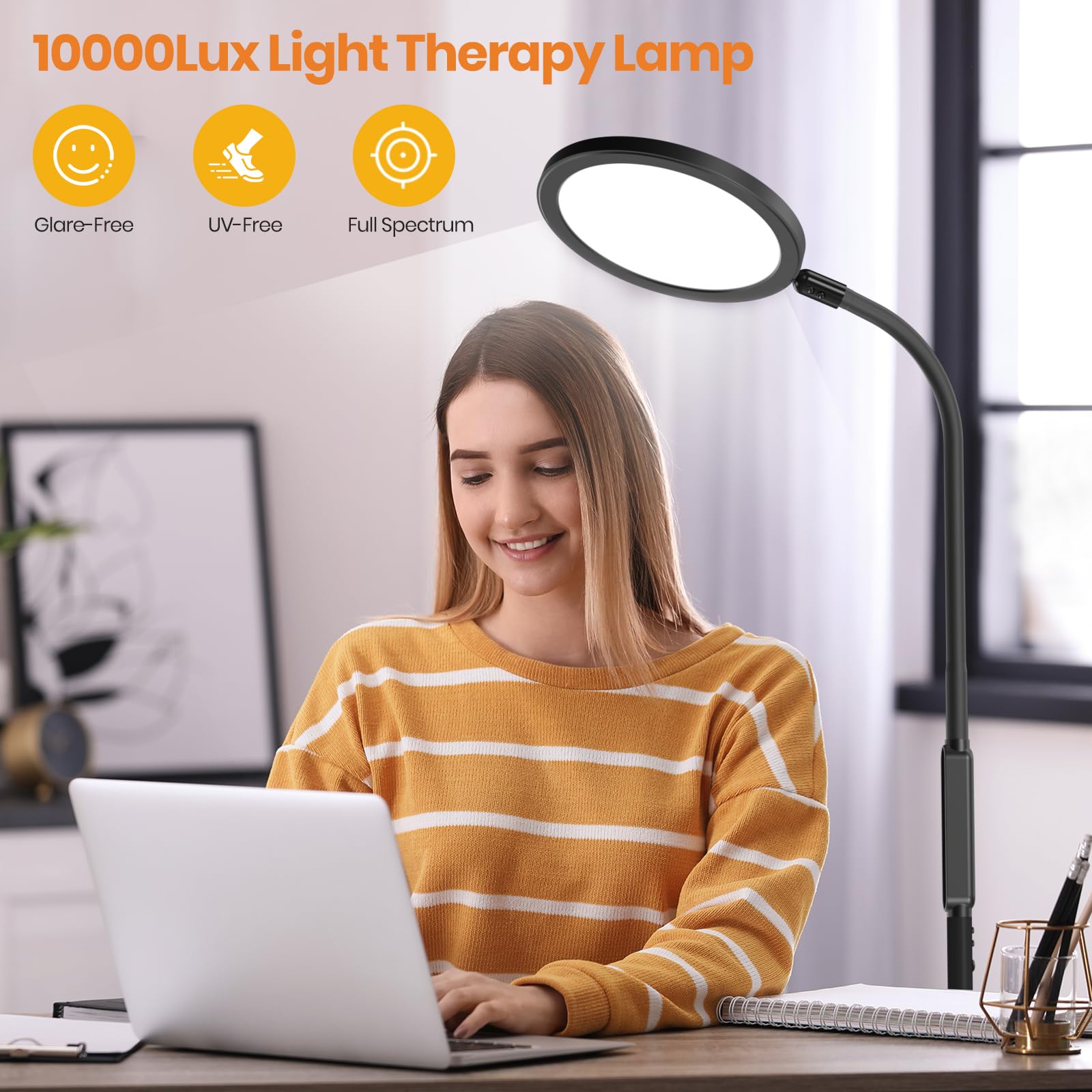 Lampe Lastar Soleil colonne flexible 360° pour bureau précis.