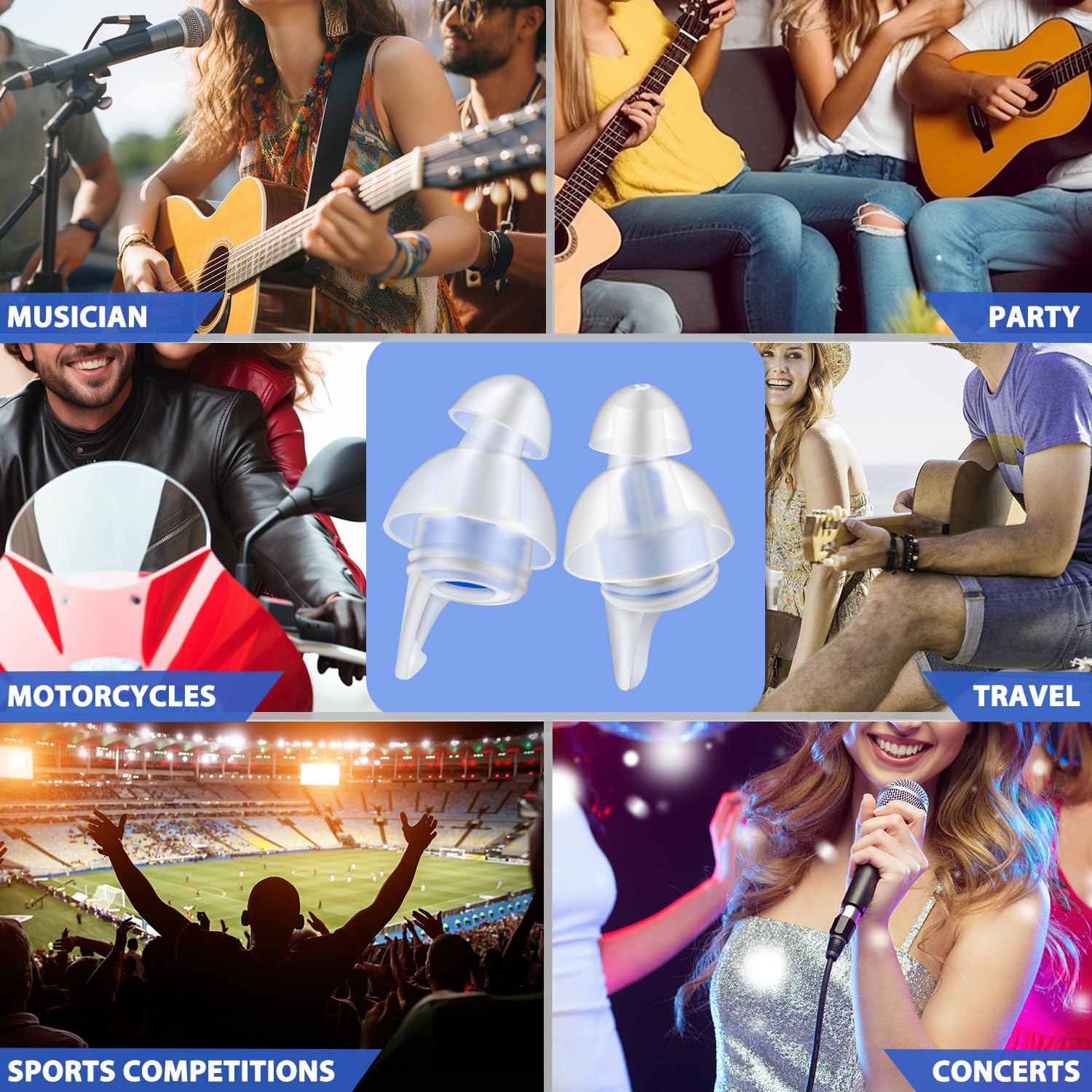 Lot de deux paires pour concerts et voyages.