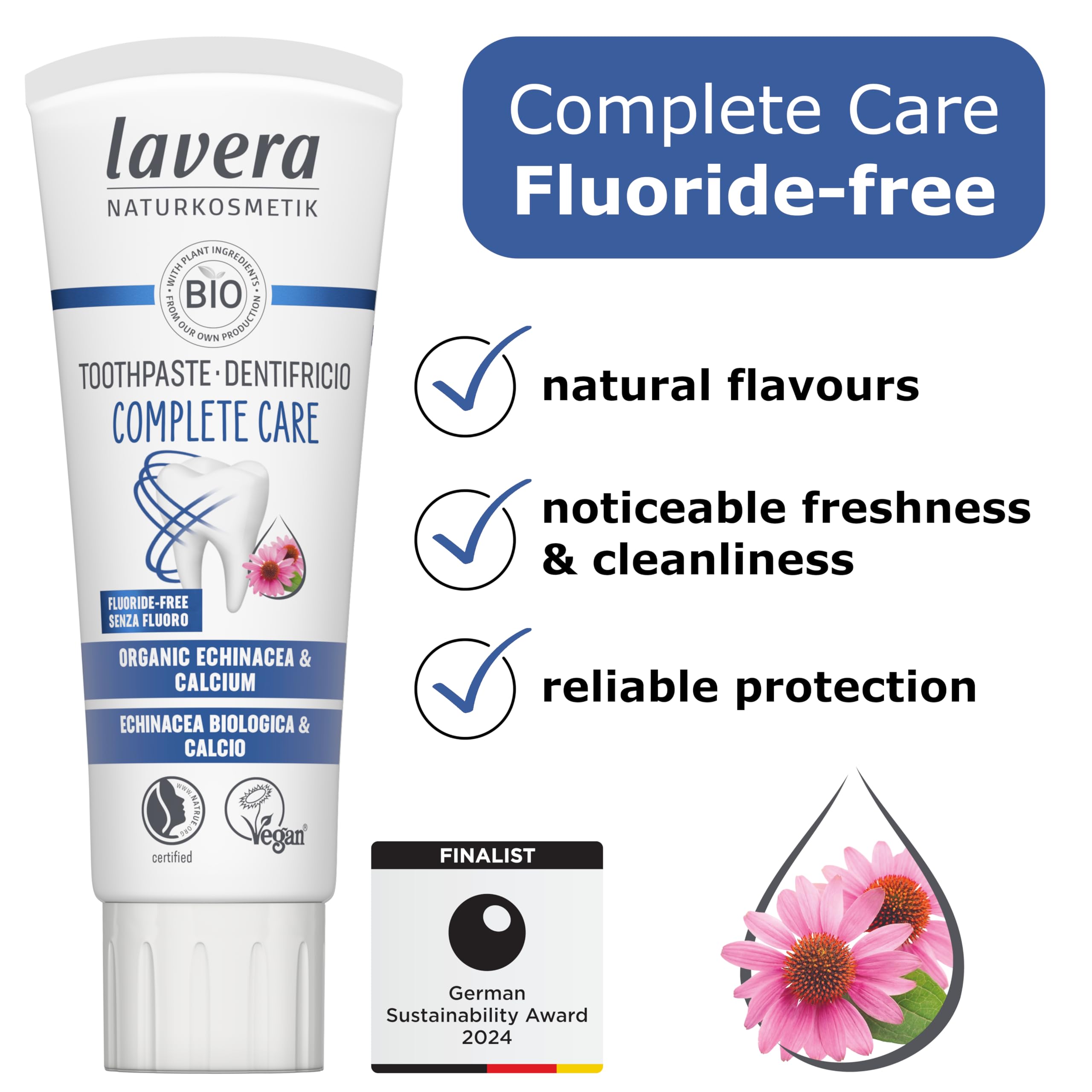Lavera dentifrice Echinacea cap — bouchon pratique et emballage recyclable.