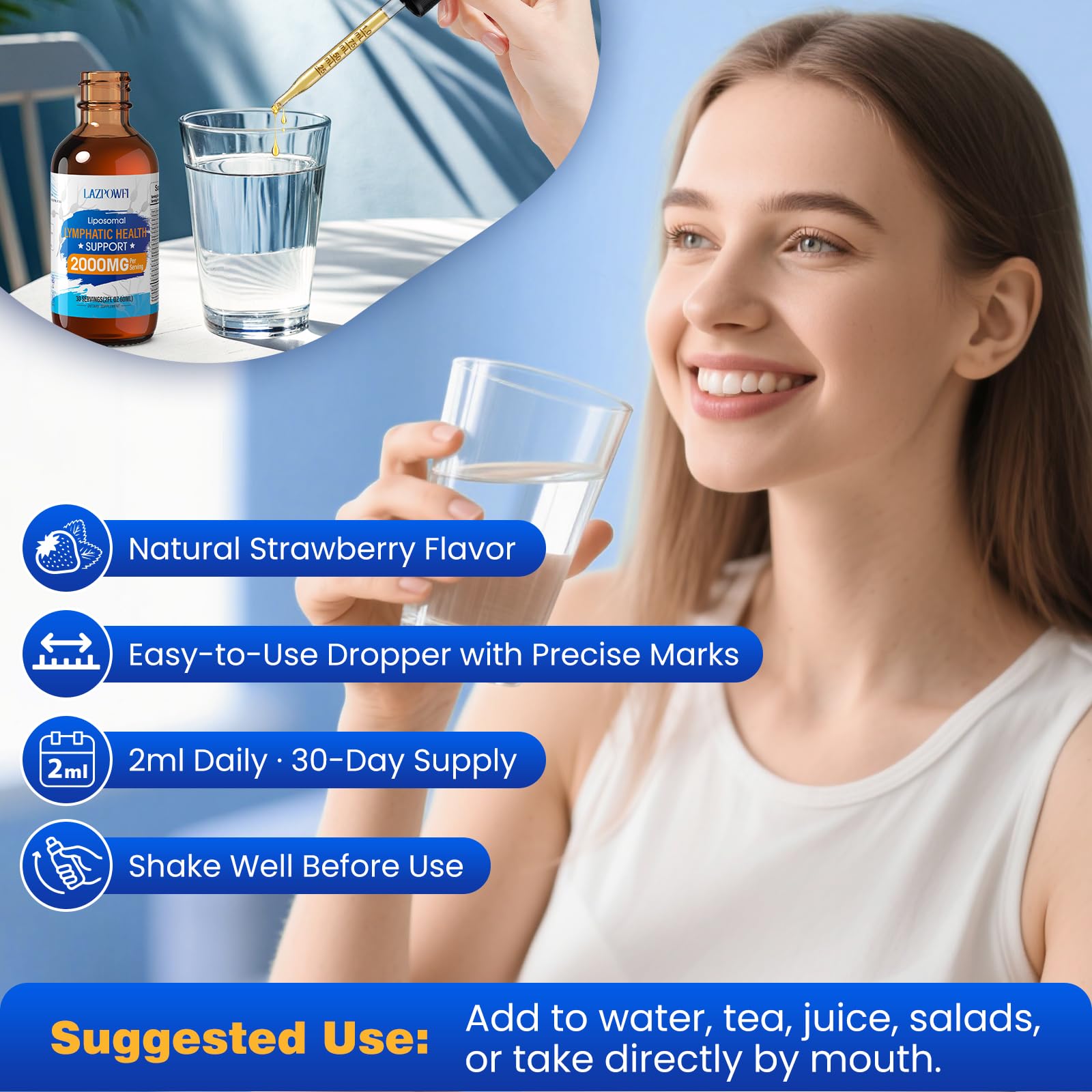 Lazpowfi absorption liposomale améliorée, gouttes faciles à assimiler.