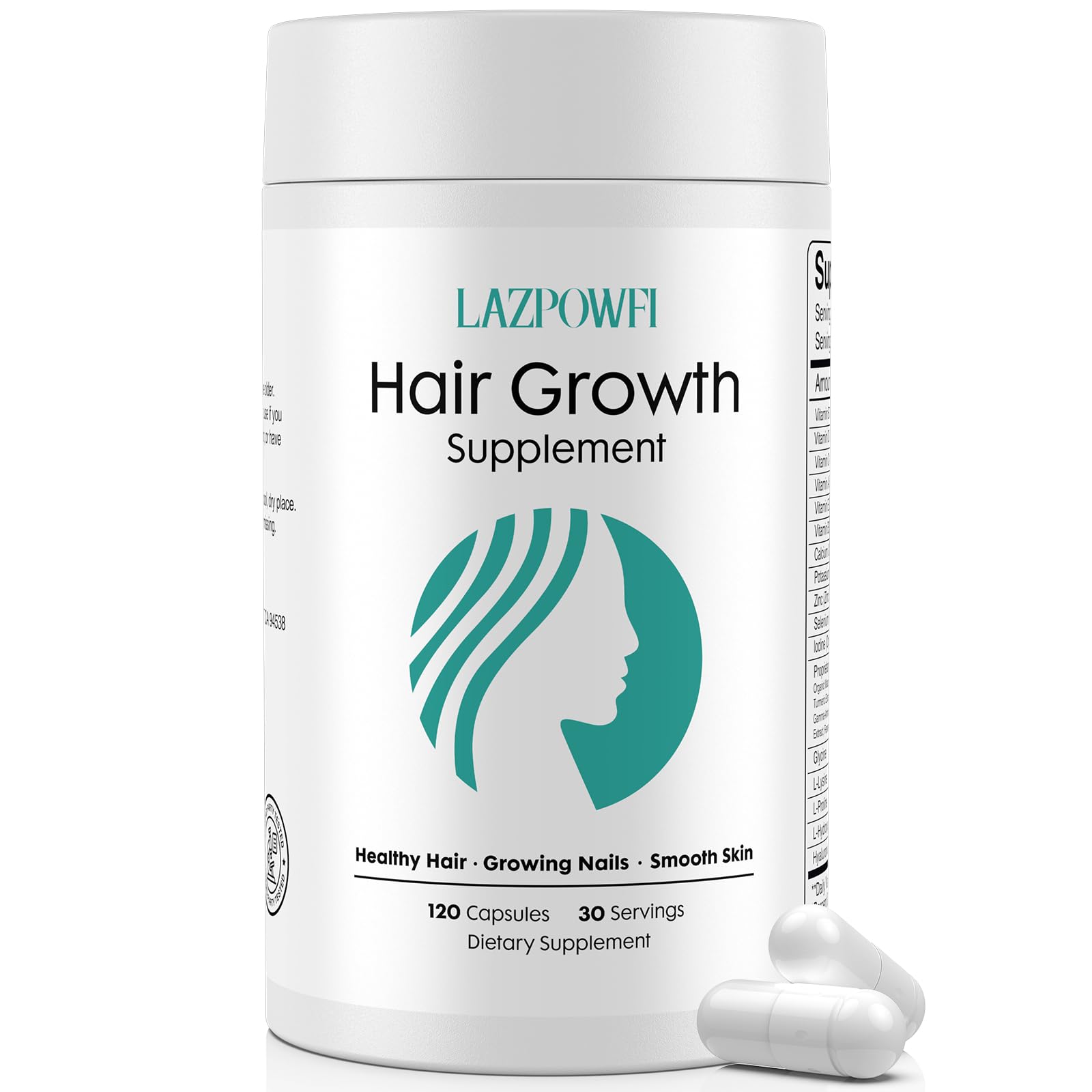 Lazpowfi Biotine 10000mcg pour soutenir les cheveux forts et sains