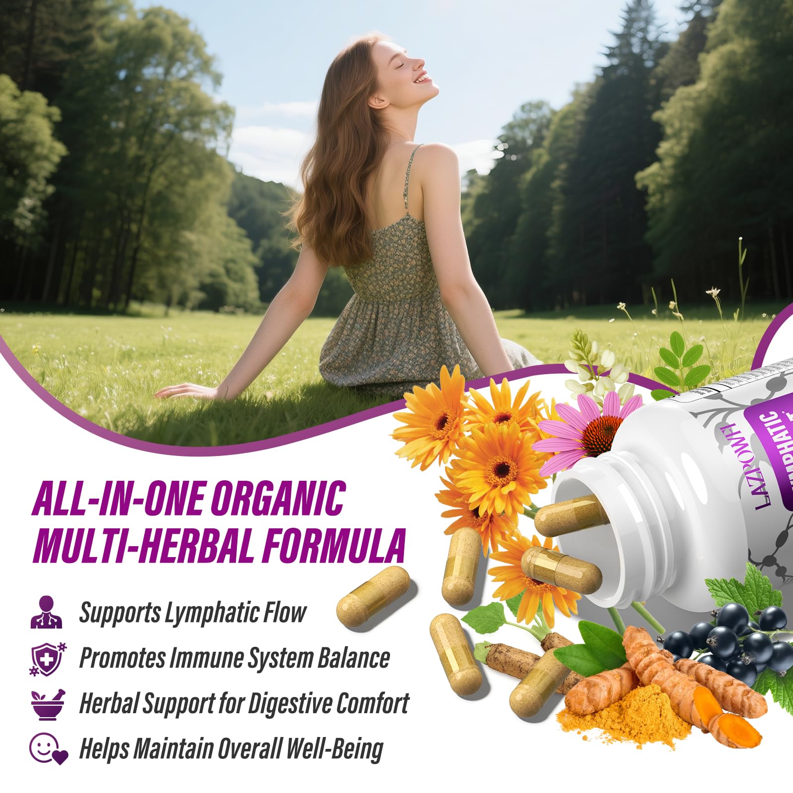 Lazpowfi équilibre fluides intérieurs, extrait Gaillet gratteron et Bromélaïne pour l’hydratation naturelle.