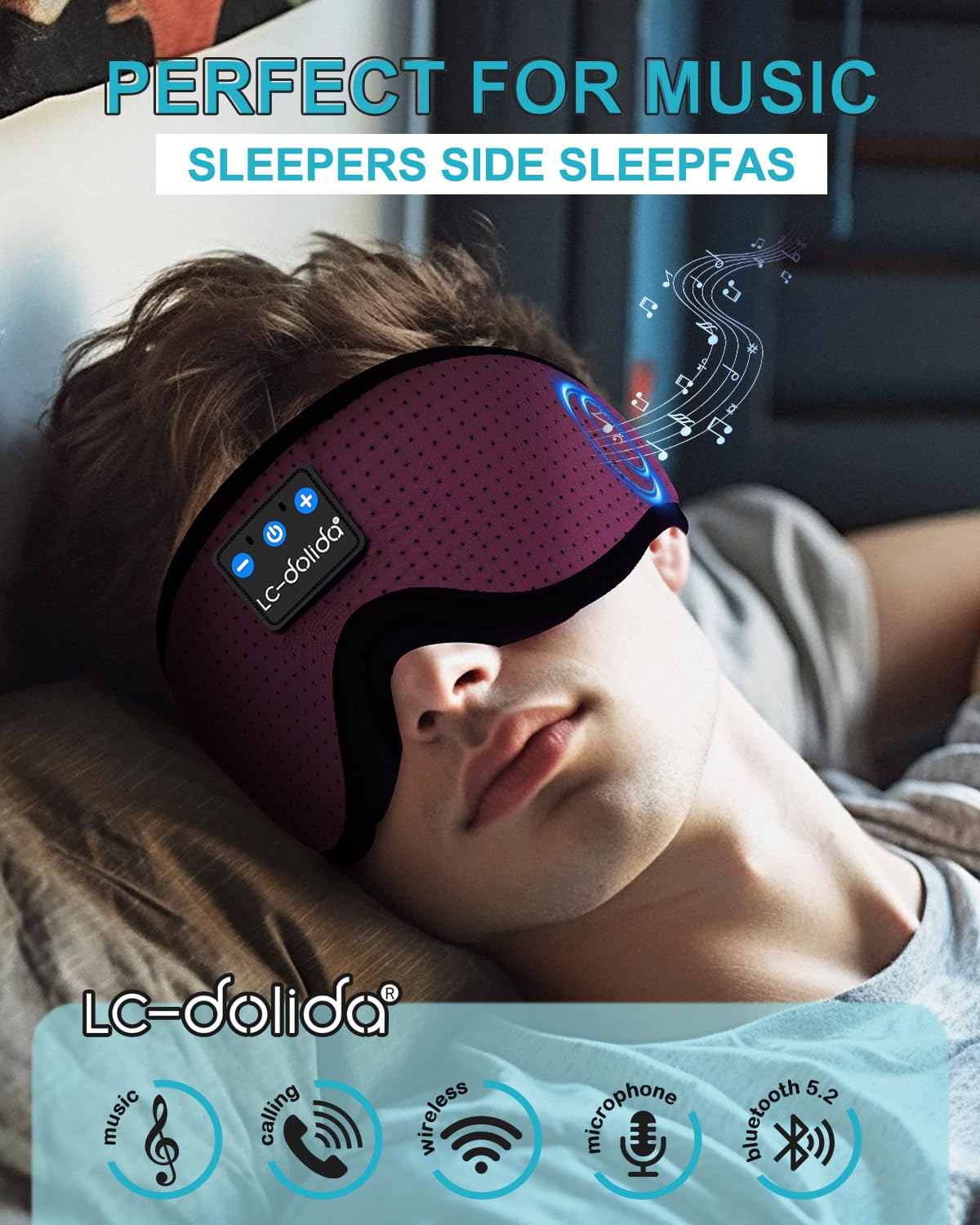 LC-dolida design 3D-confort-sommeil, zéro pression sur les yeux pour mieux dormir.