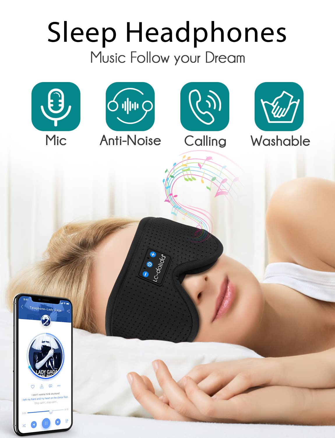 LC-dolida design 3D contour: masque léger sans pression pour dormeurs latéraux