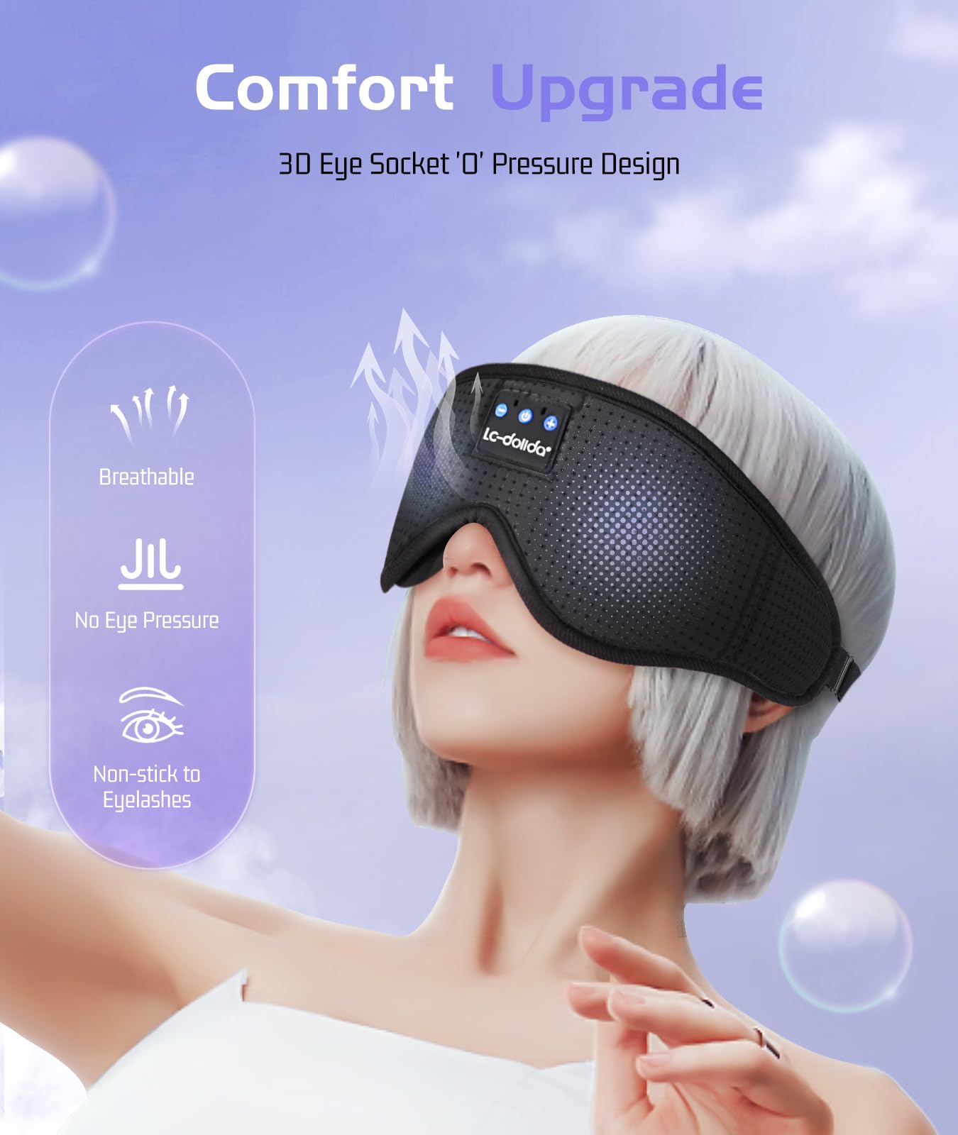 LC-dolida design-contour-ergonomique: pas de pression sur les yeux pendant le sommeil.