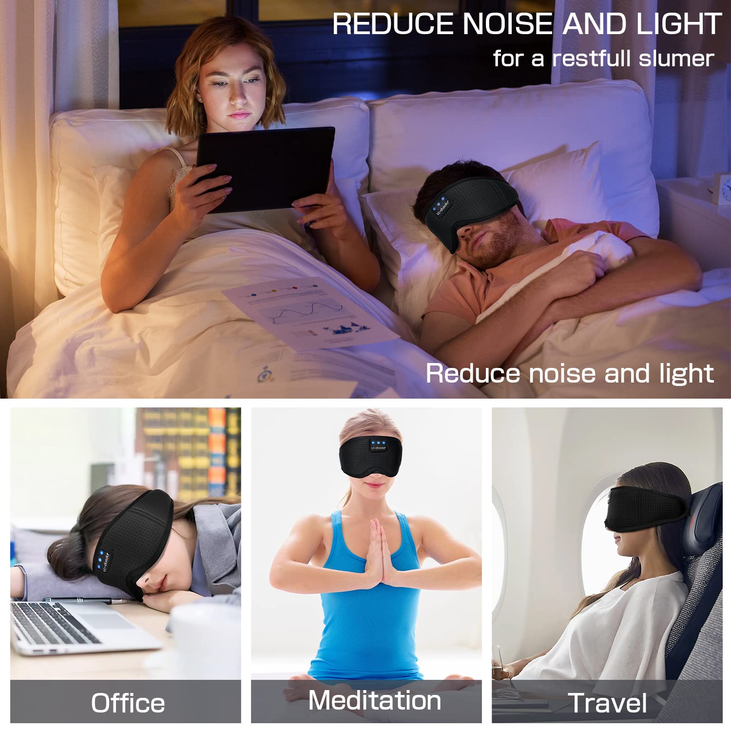 LC-dolida masque-dormir emballage-pratique livré avec câble et étui