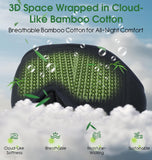 LC-dolida masque-sommeil bambou-coton noir, écouteurs Bluetooth intégrés pour musique sereine.