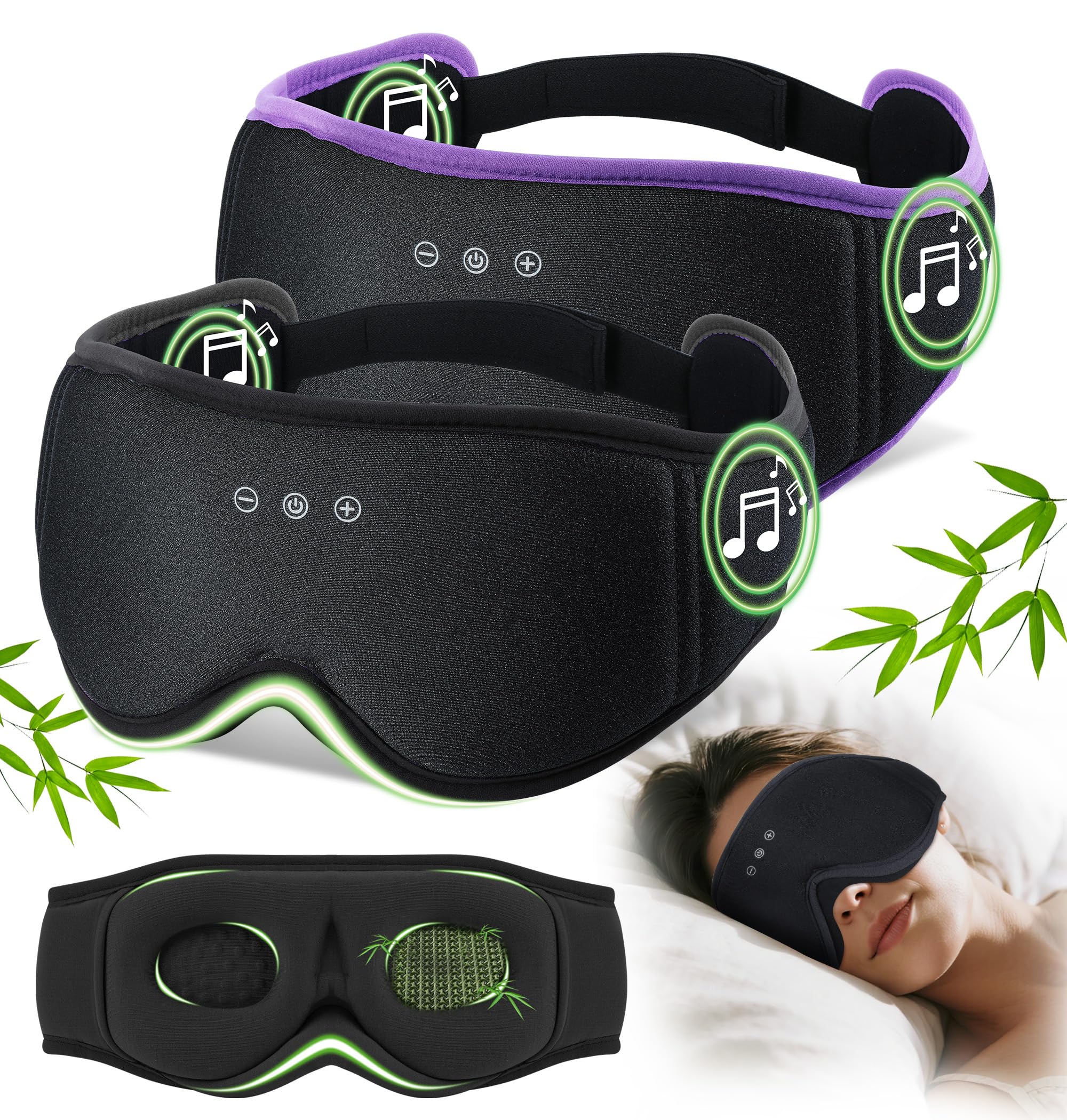 LC-dolida masque-sommeil bambou-coton noir, face avant, douceur hypoallergénique pour le sommeil.