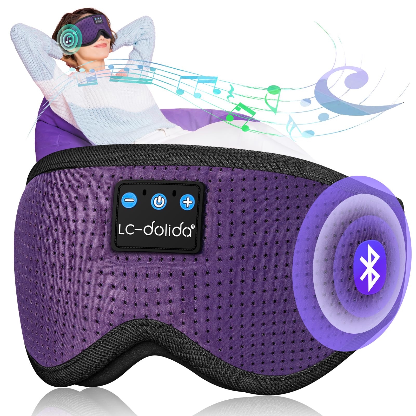 LC-dolida masque-sommeil-bluetooth-3d-confort offre un positionnement doux pour un repos confortable.