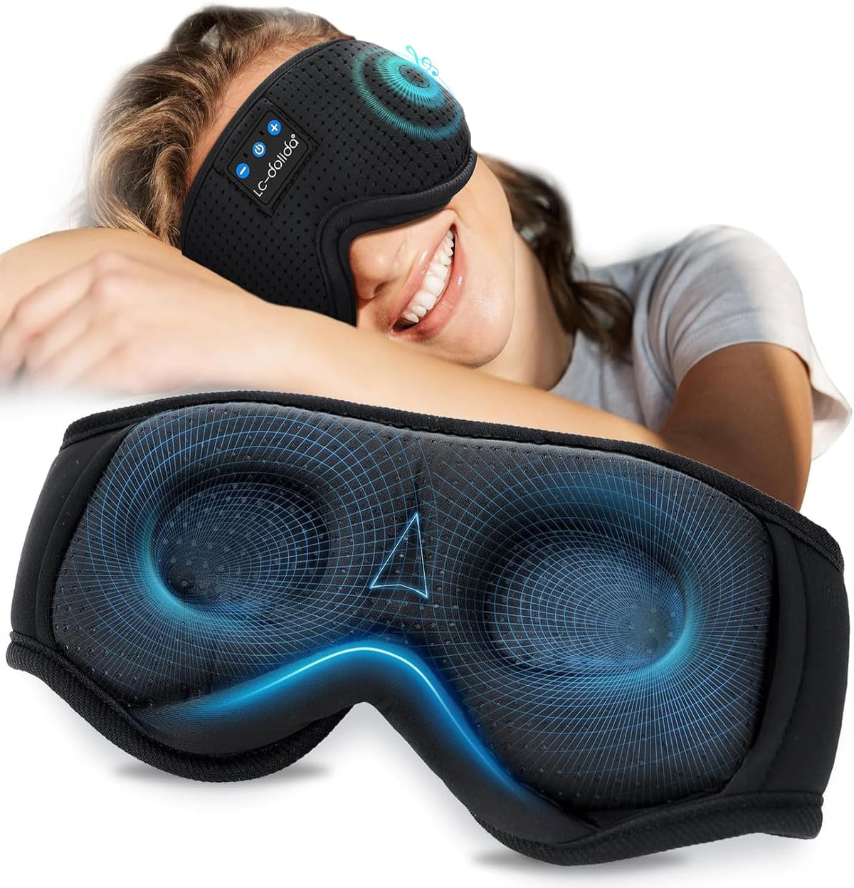 LC-dolida masque-sommeil-bluetooth-3d: design ergonomique pour dormir paisiblement.