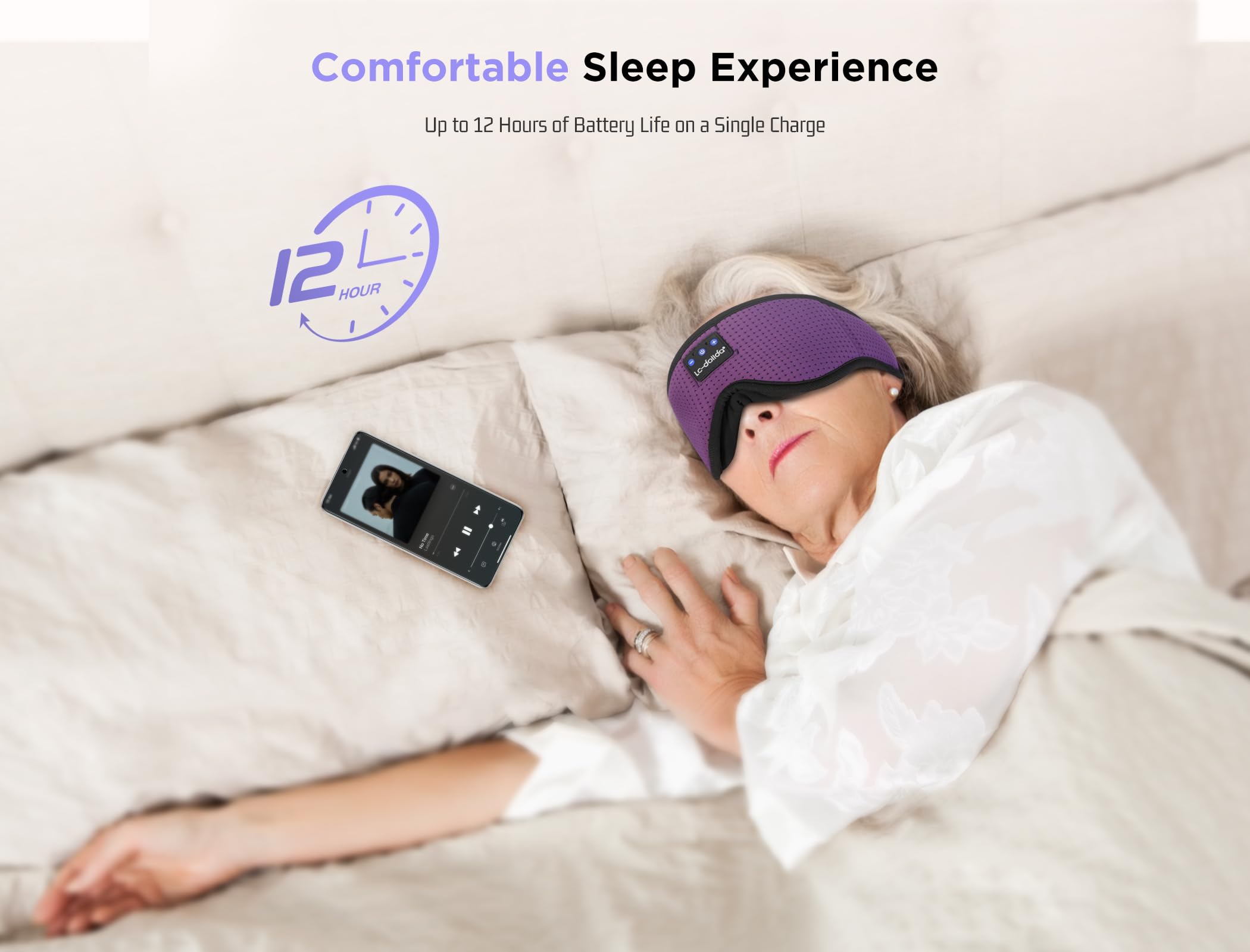LC-dolida masque-sommeil-bluetooth-ecouteurs-integres permettent d'écouter de la musique sans fils séparés.