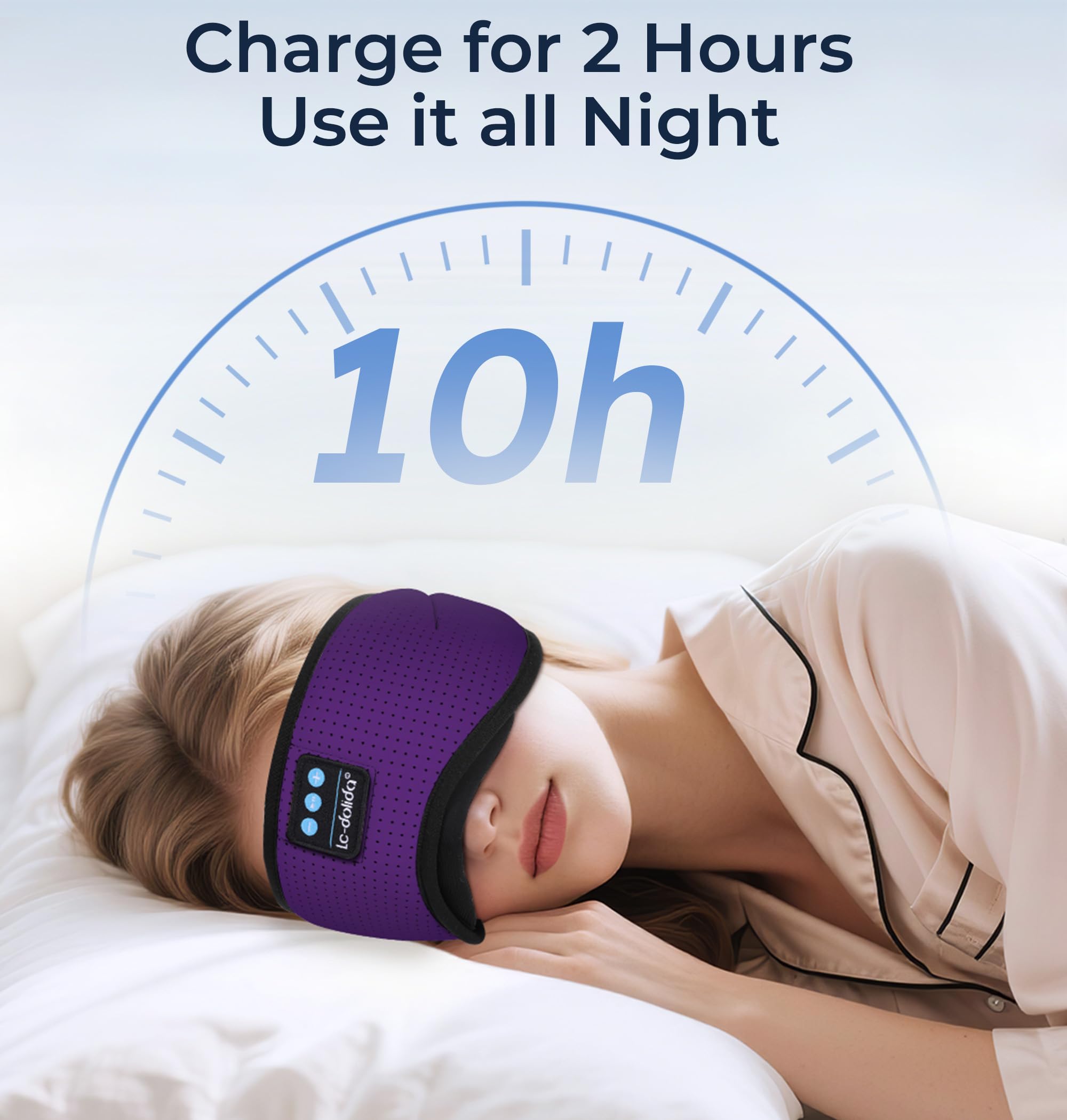  LC-dolida masque-sommeil bluetooth: tissu doux et respirant pour des nuits calmes.
