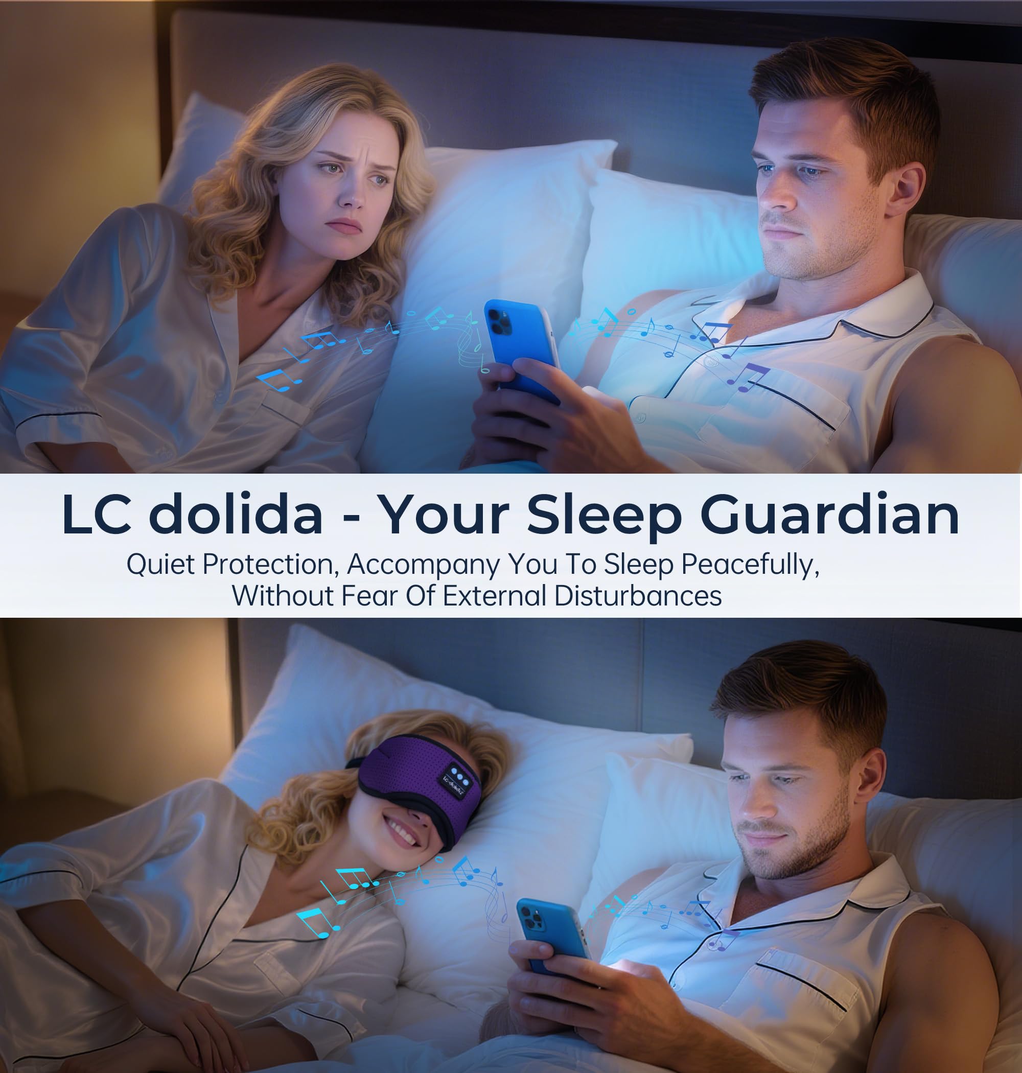  LC-dolida masque-sommeil bluetooth: usage en voyage pour dormir partout.