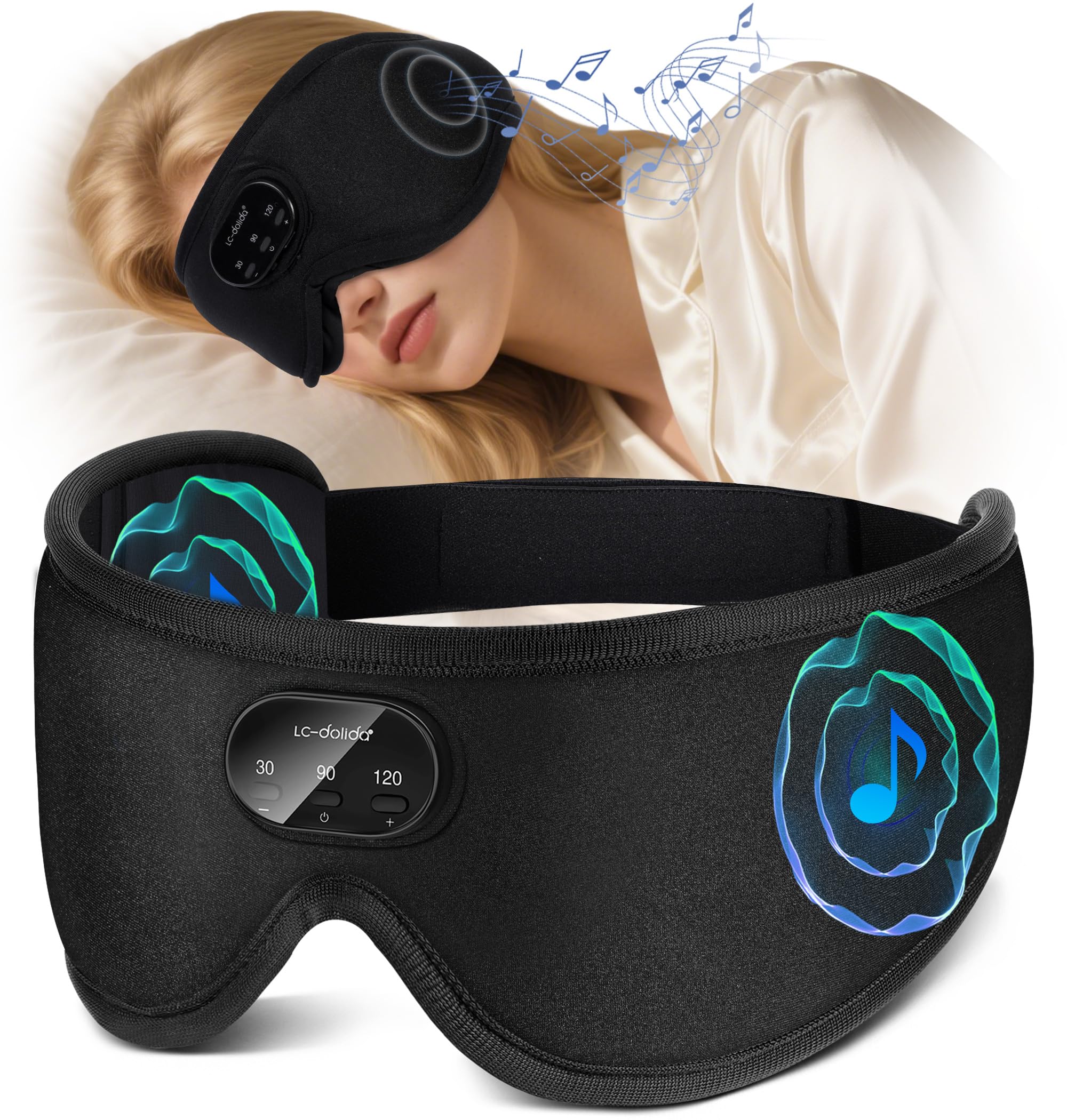 Masque-sommeil Bluetooth LC-dolida sur les yeux pour un sommeil plus calme
