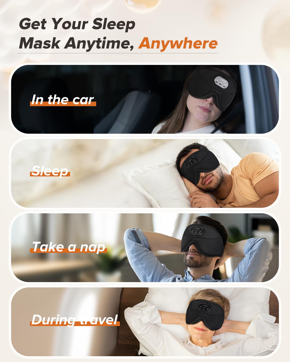 LC-dolida masque-sommeil lavable après retrait du module Bluetooth.