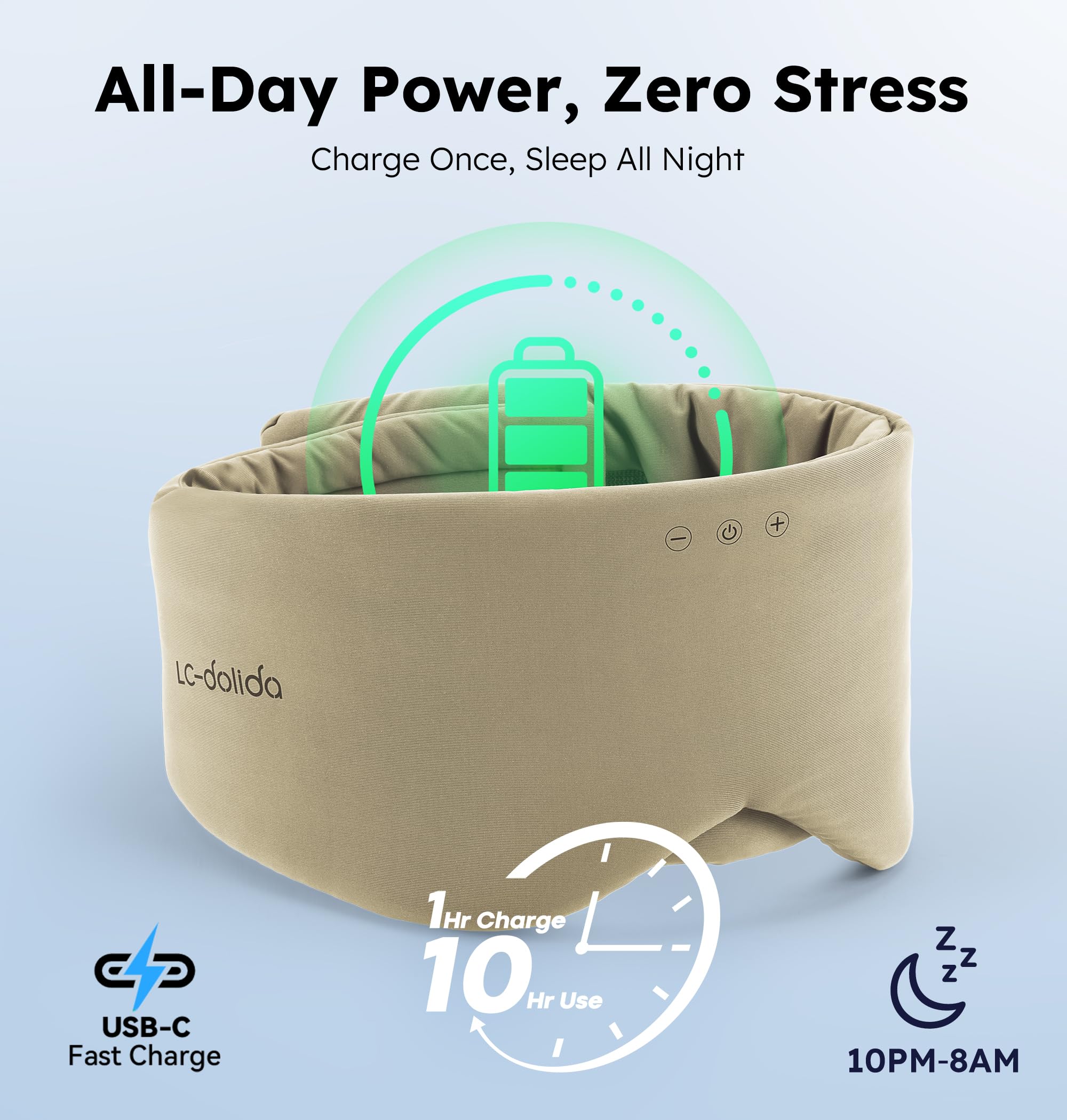 LC-dolida Masque-yeux autonomie jusqu'à 10 heures et recharge rapide