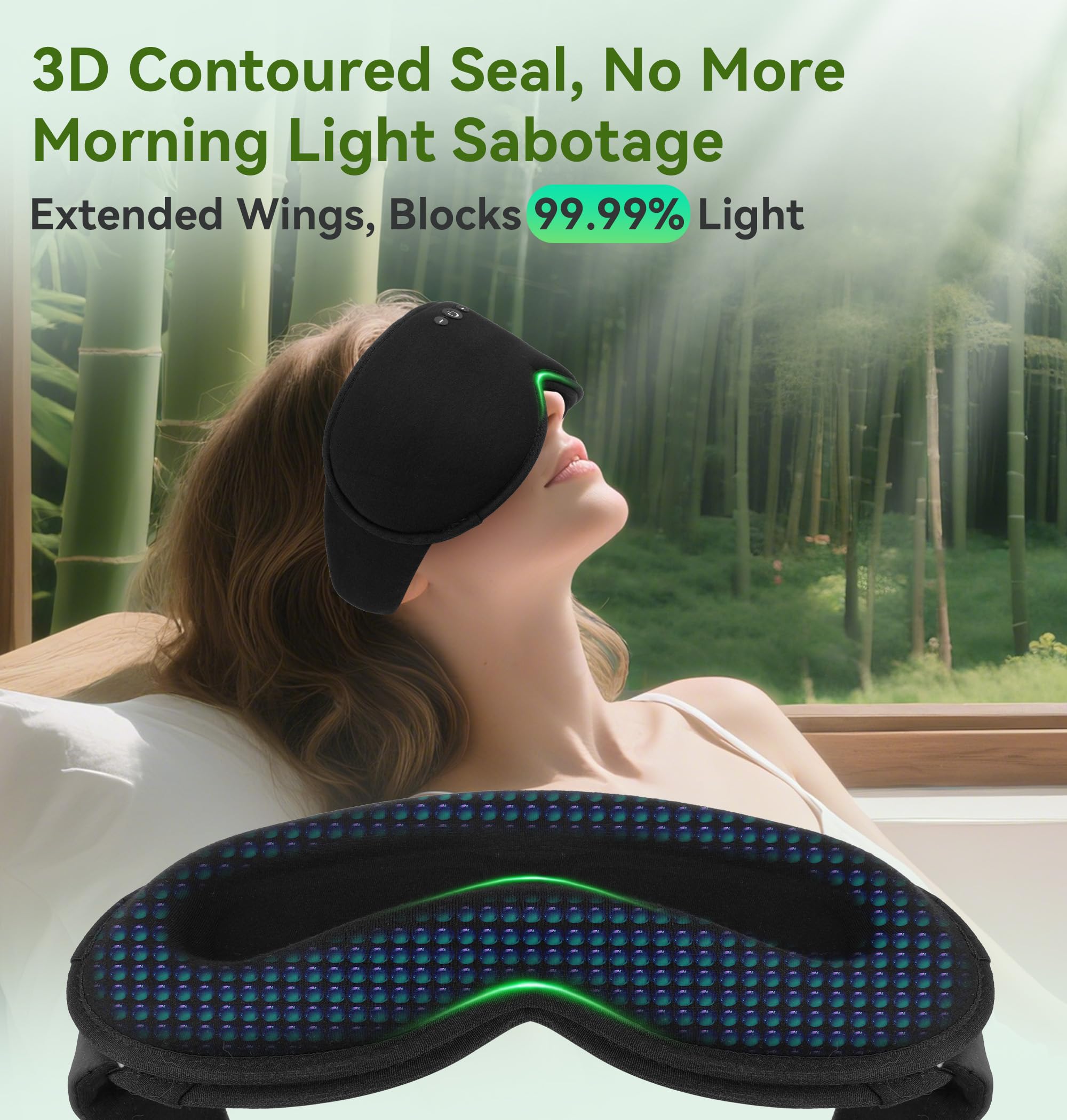 LC-dolida masque-yeux-bambou-coton-tissu-doux: tissu doux et respirant pour le sommeil.