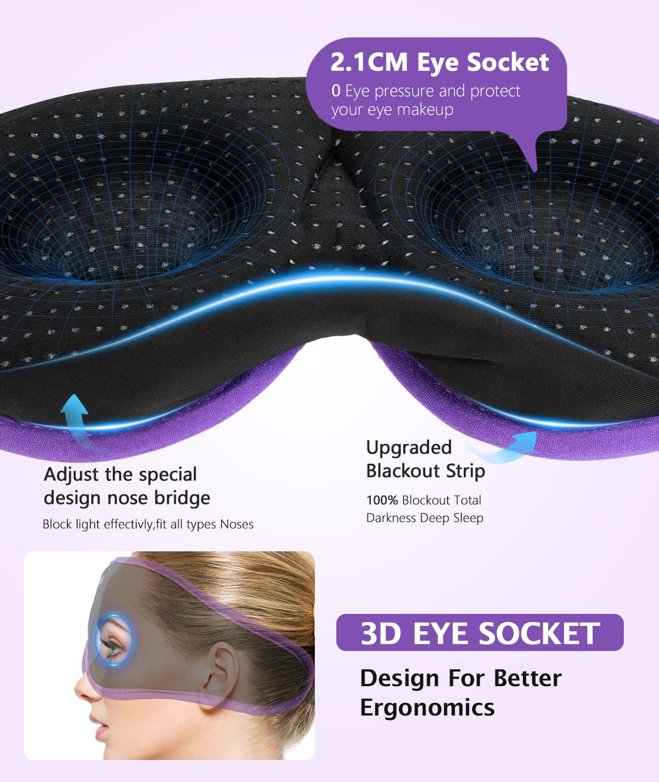 LC-dolida masque-yeux batterie 16 heures: autonomie longue pour voyages et nuits.