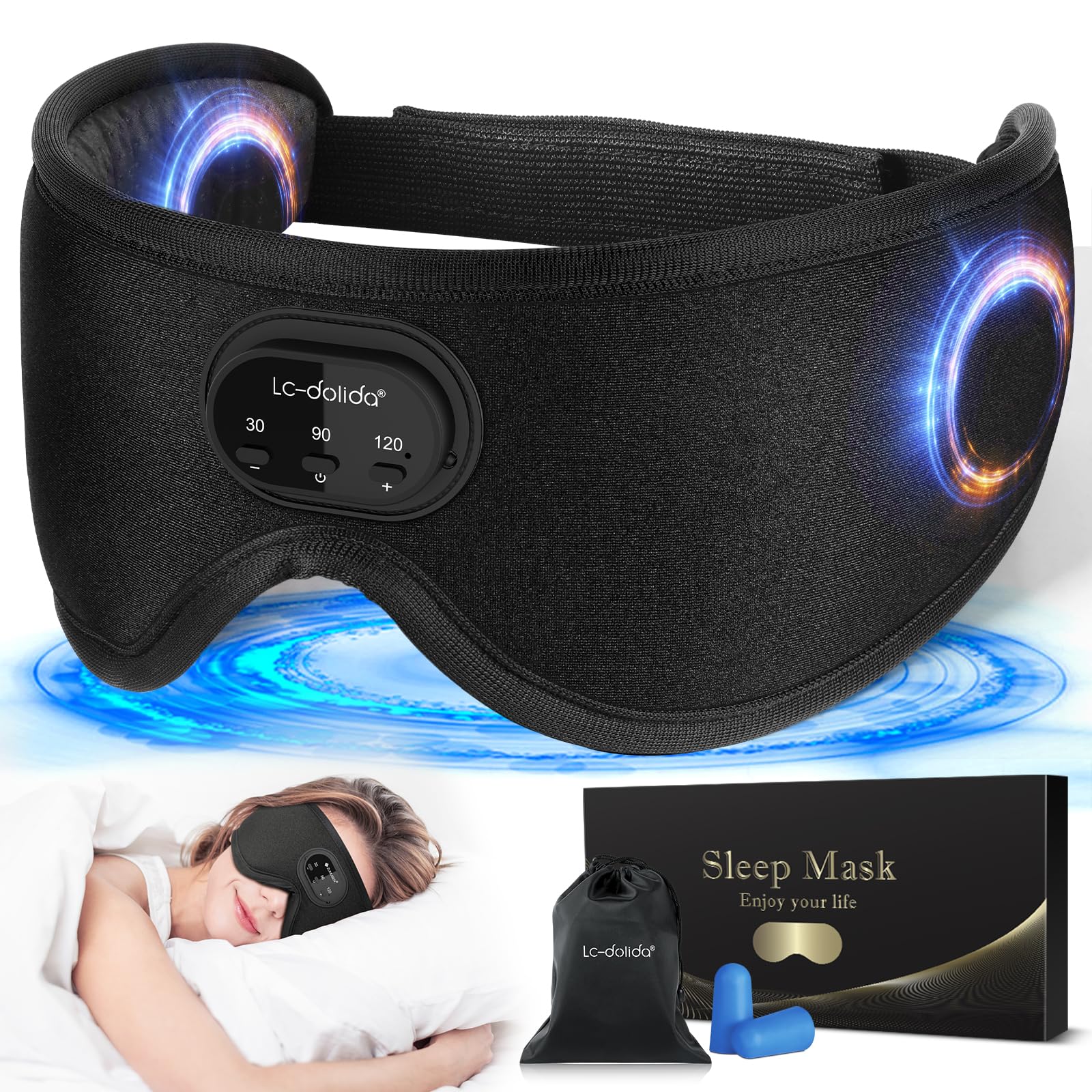 LC-dolida masque yeux blanc anti-lumière pour sommeil profond.