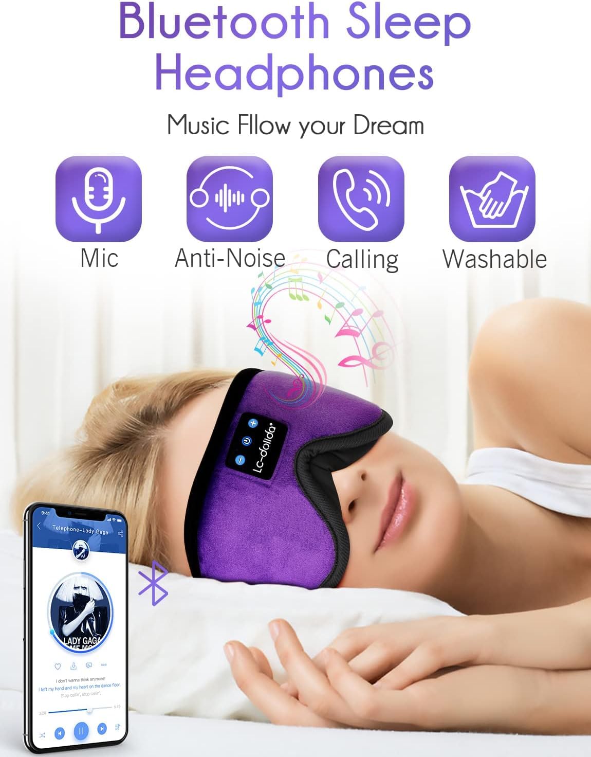 LC-dolida masque sommeil tissu respirant et mousse mémoire pour un confort durable.