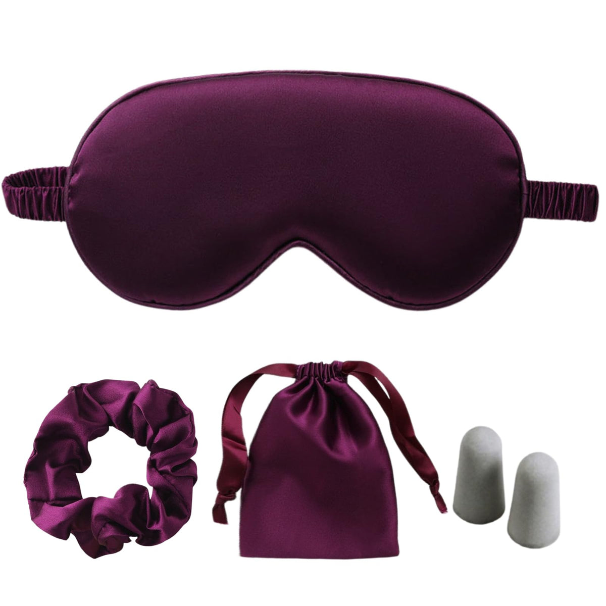 Masque LCBD en satin violet foncé pour un sommeil confortable.