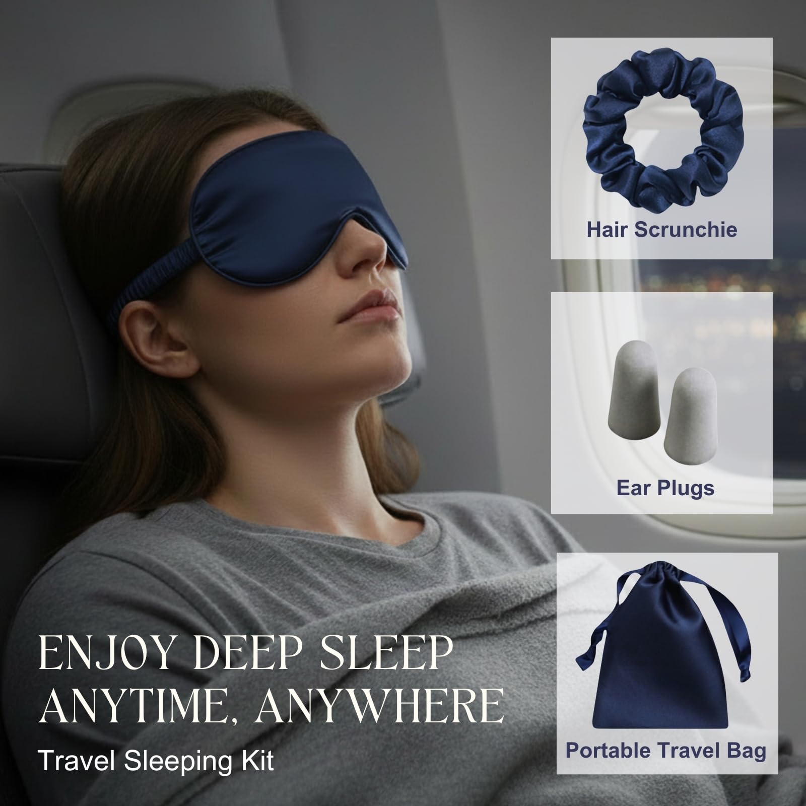 LCBD masque yeux satin anti-lumière pour obscurcir naturellement la pièce.