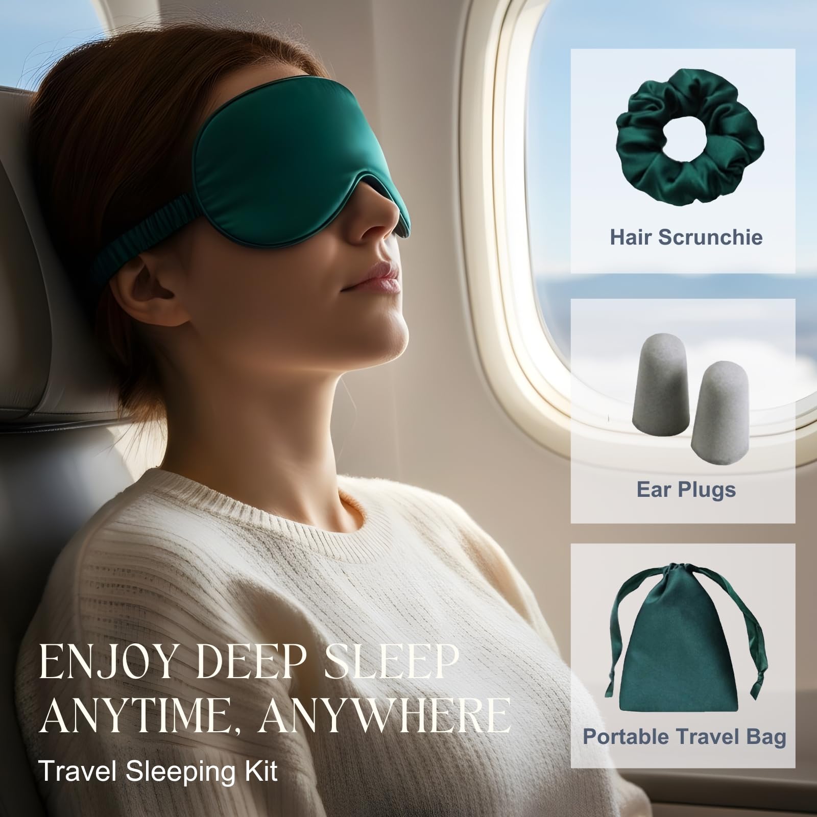 LCBD masque yeux satin avion, obscurité rapide pour dormir en déplacement