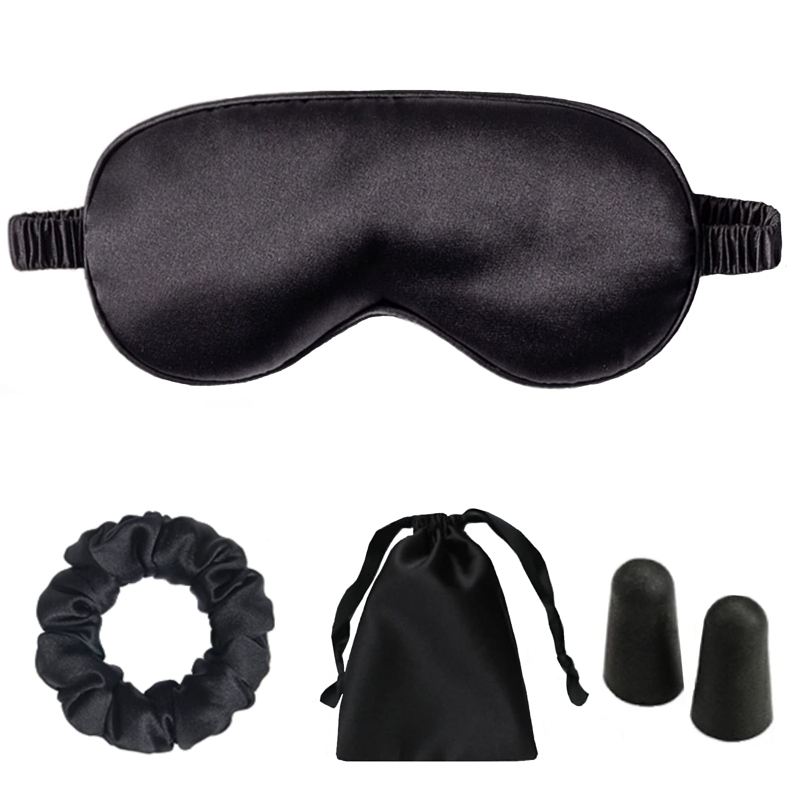 LCBD masque yeux satin noir avec bouchons d'oreilles pour sommeil calme