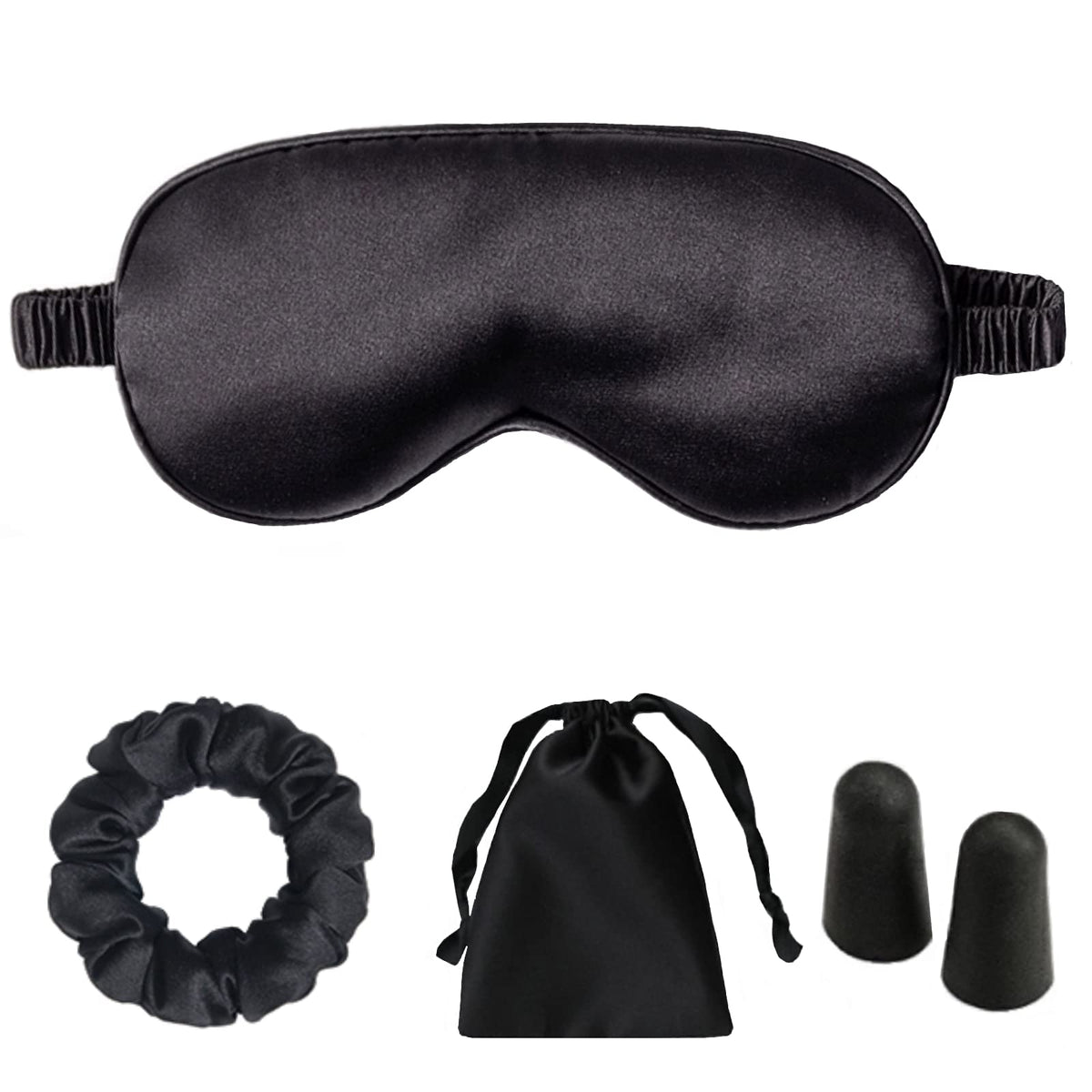 LCBD masque yeux satin noir avec bouchons d'oreilles pour sommeil calme