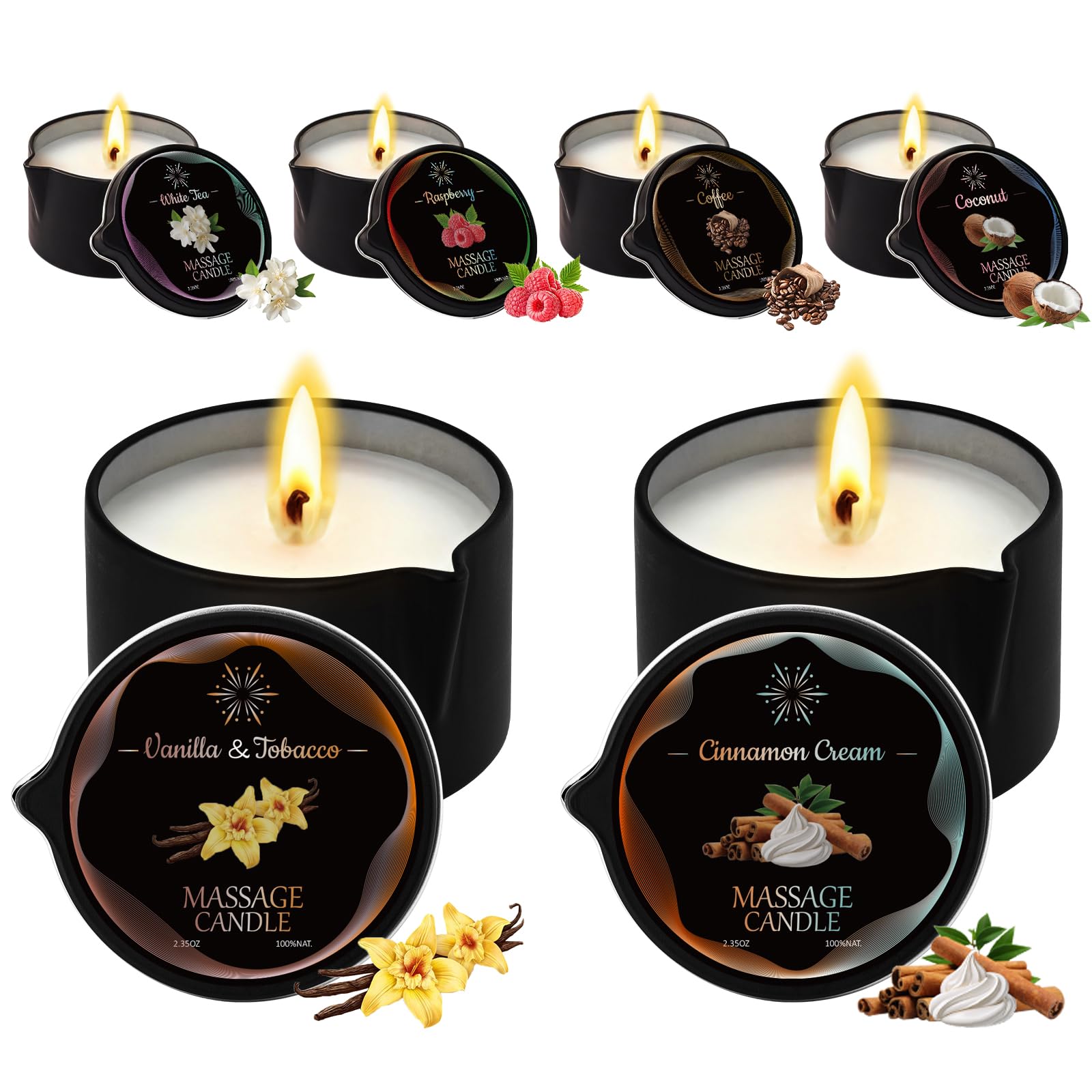 Bougie massage LCZLUMIPRO Coco: huile chaude nourrissante prête au massage.