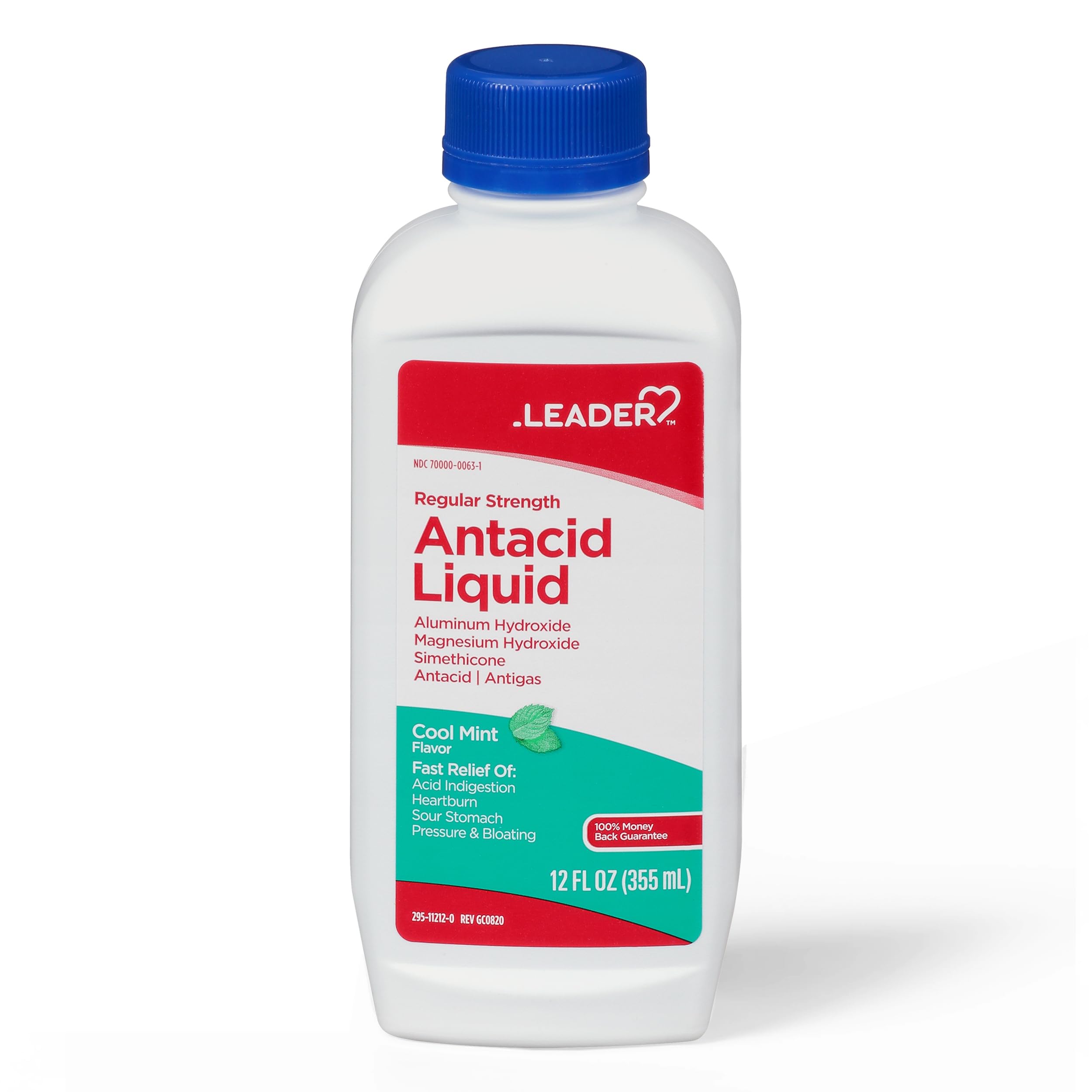 Leader Antacide Liquide Menthe, bouteille prête à l'emploi pour les inconforts digestifs après repas.