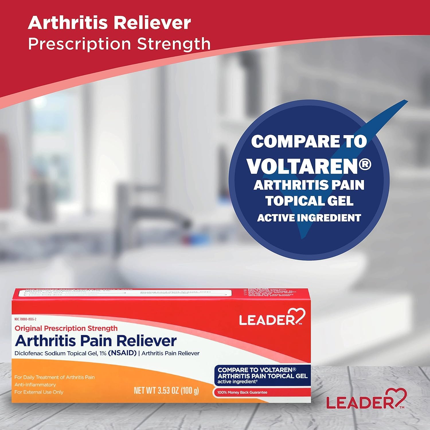 Leader Gel diclofénac sodique 1% – massage après l'effort pour douleurs articulaires.