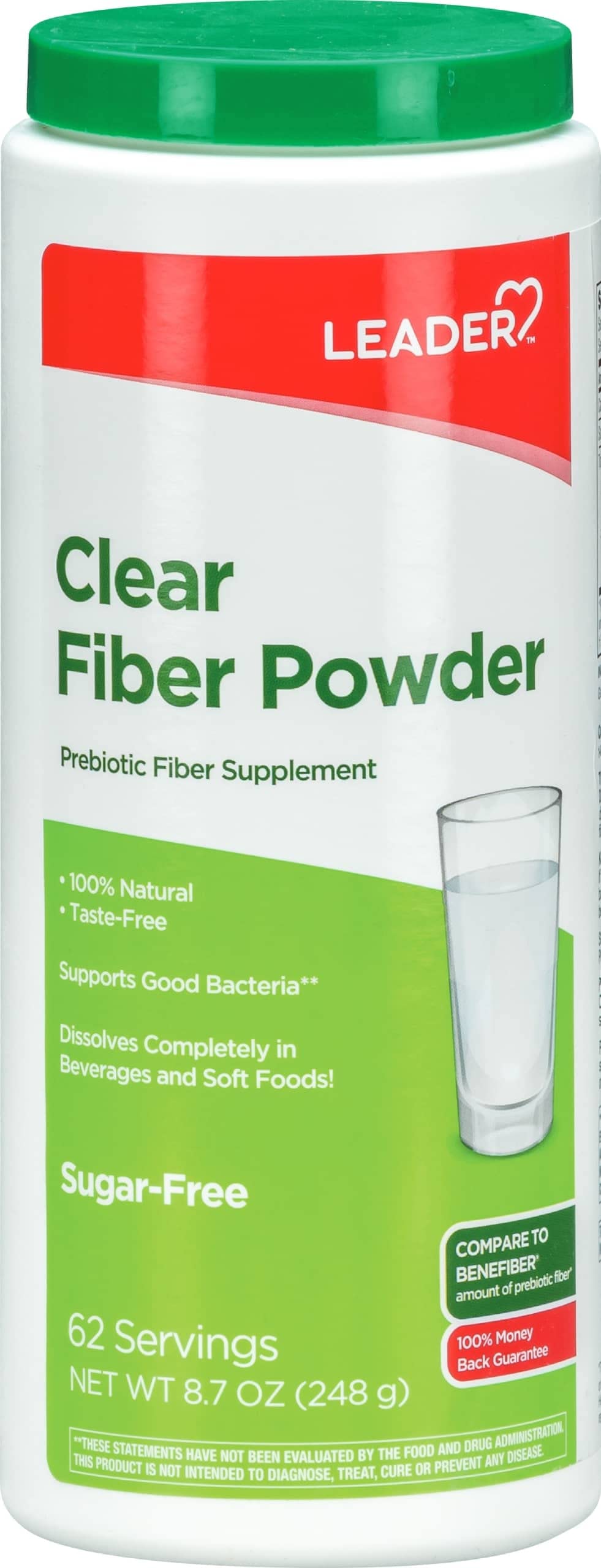 Leader Prébiotique Poudre Fibre Digestive: soutien quotidien à la régularité, goût neutre.
