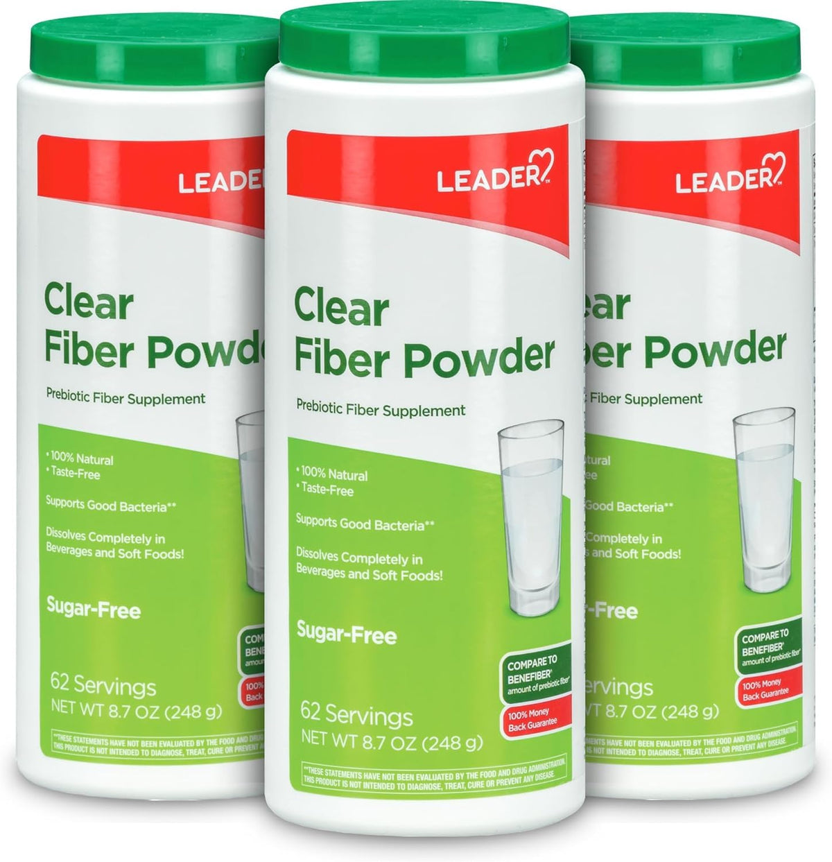 Leader Prébiotique Poudre: dissolution claire sans grumeaux dans l'eau ou jus.