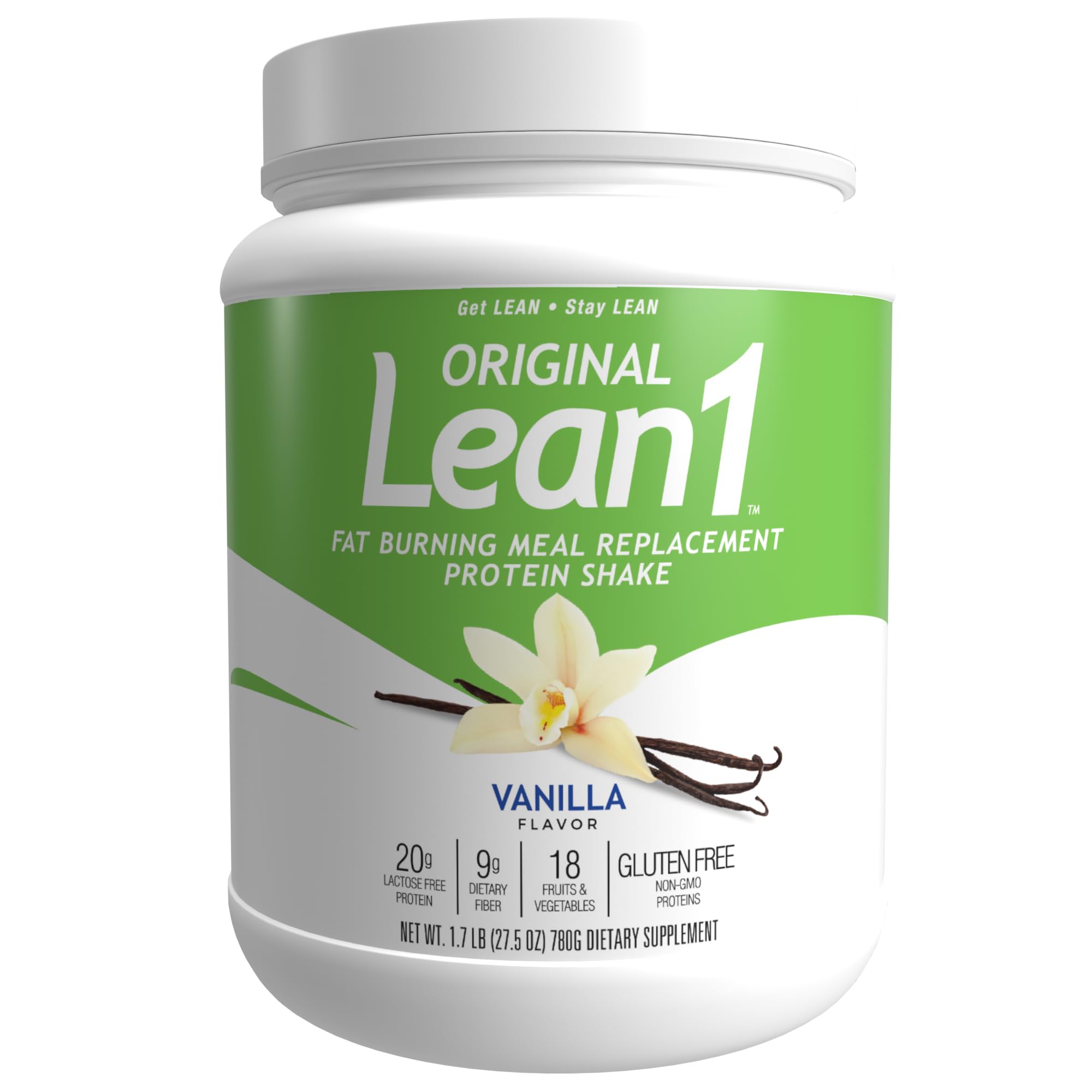 LEAN1 Nutrition53 Lean1 vanille – bouteille 15 portions, substitut de repas pratique et rassasiant.