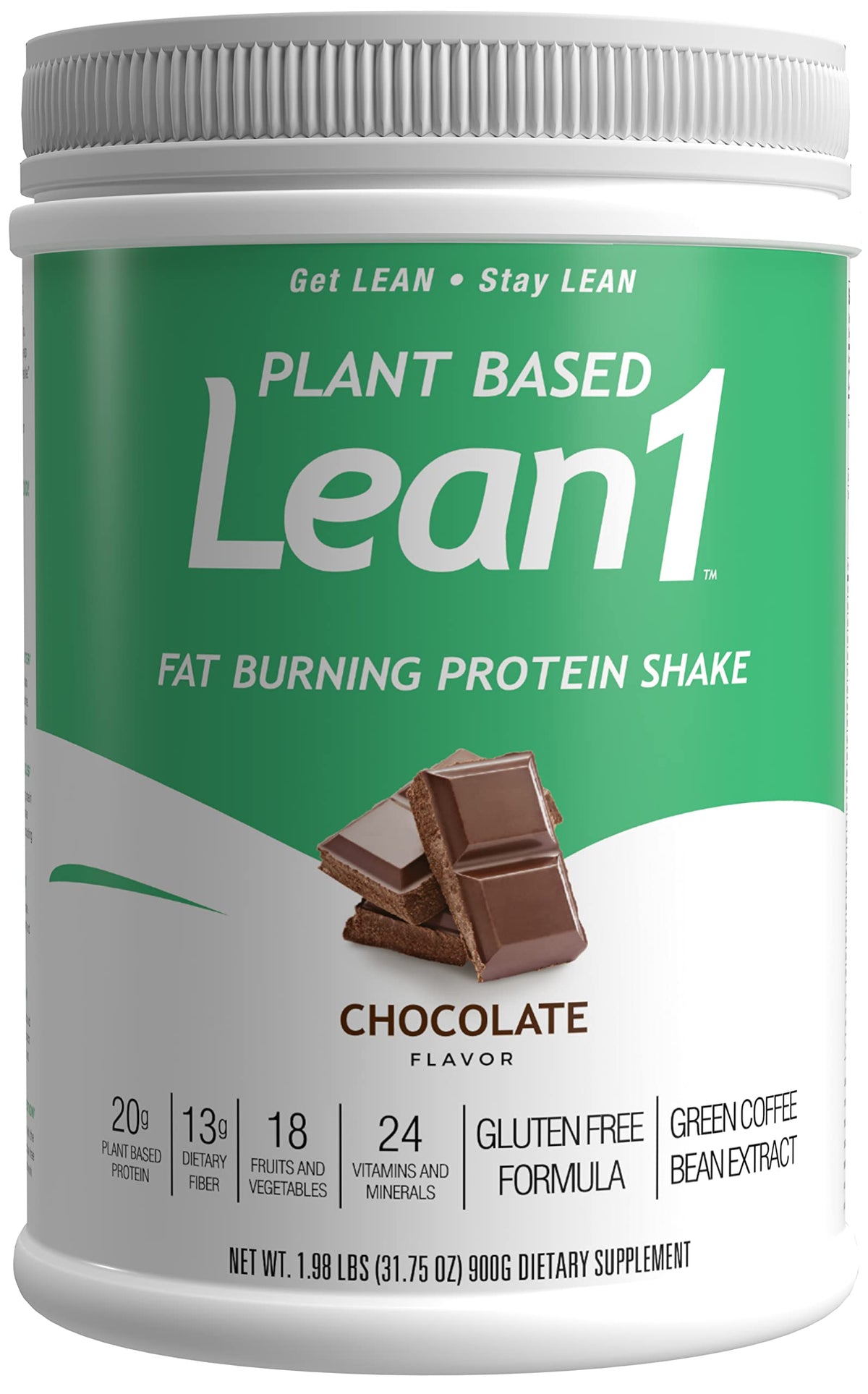 Lean1 poudre remplacement repas végétale chocolat 15 portions, pratique et équilibré.