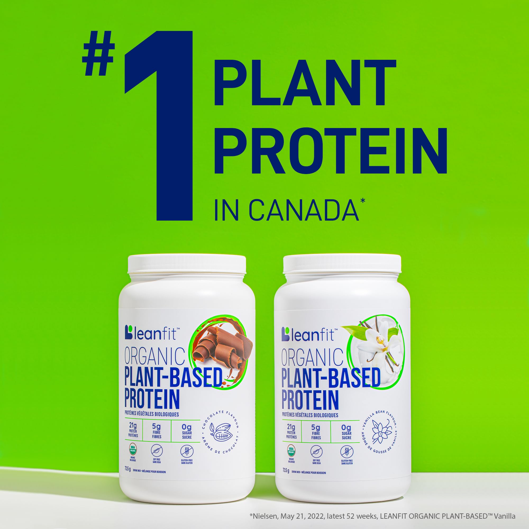 Ingrédients biologiques LeanFit protéine végétale affichés sur l'étiquette.
