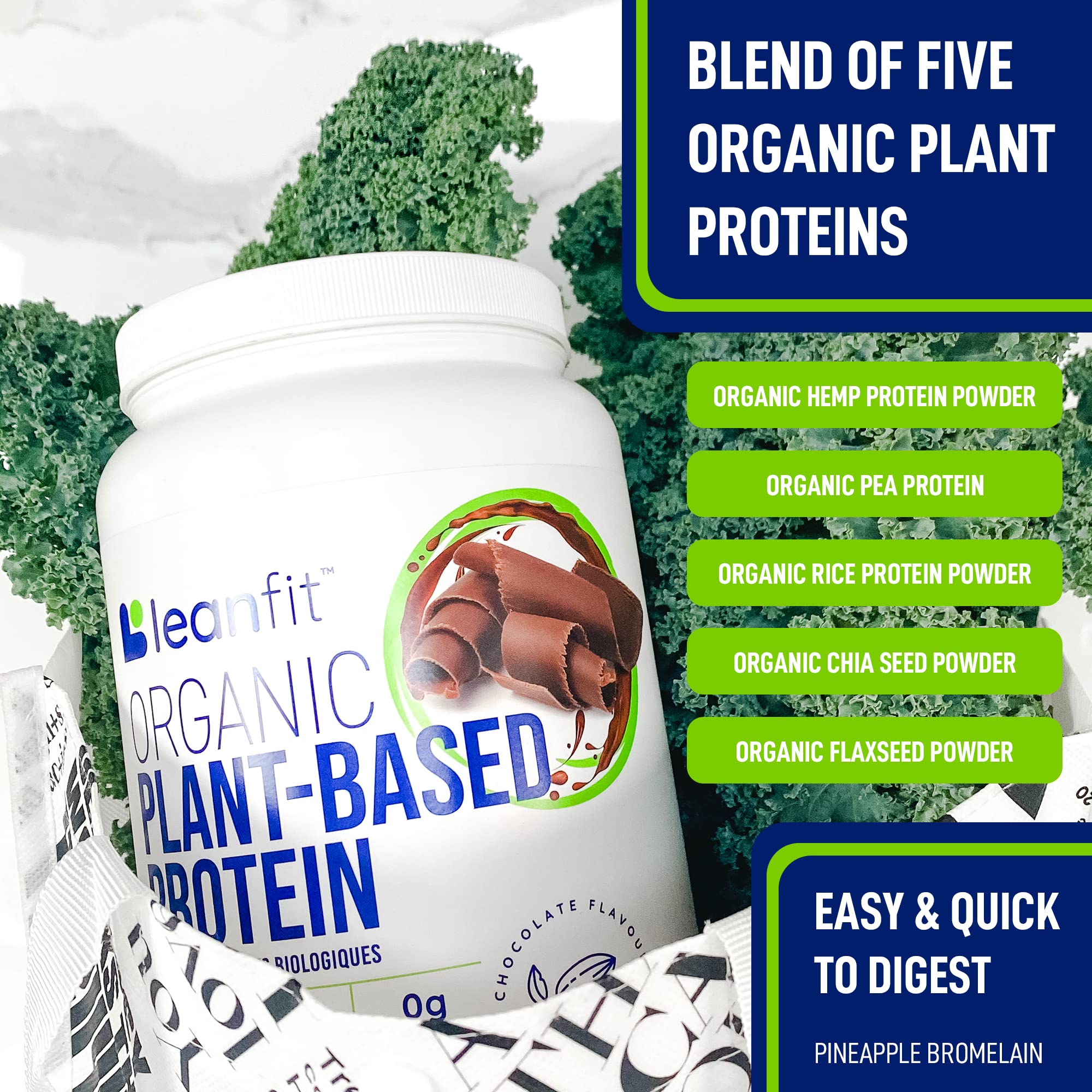 Logo vegan et sans GMO sur l’emballage LeanFit.